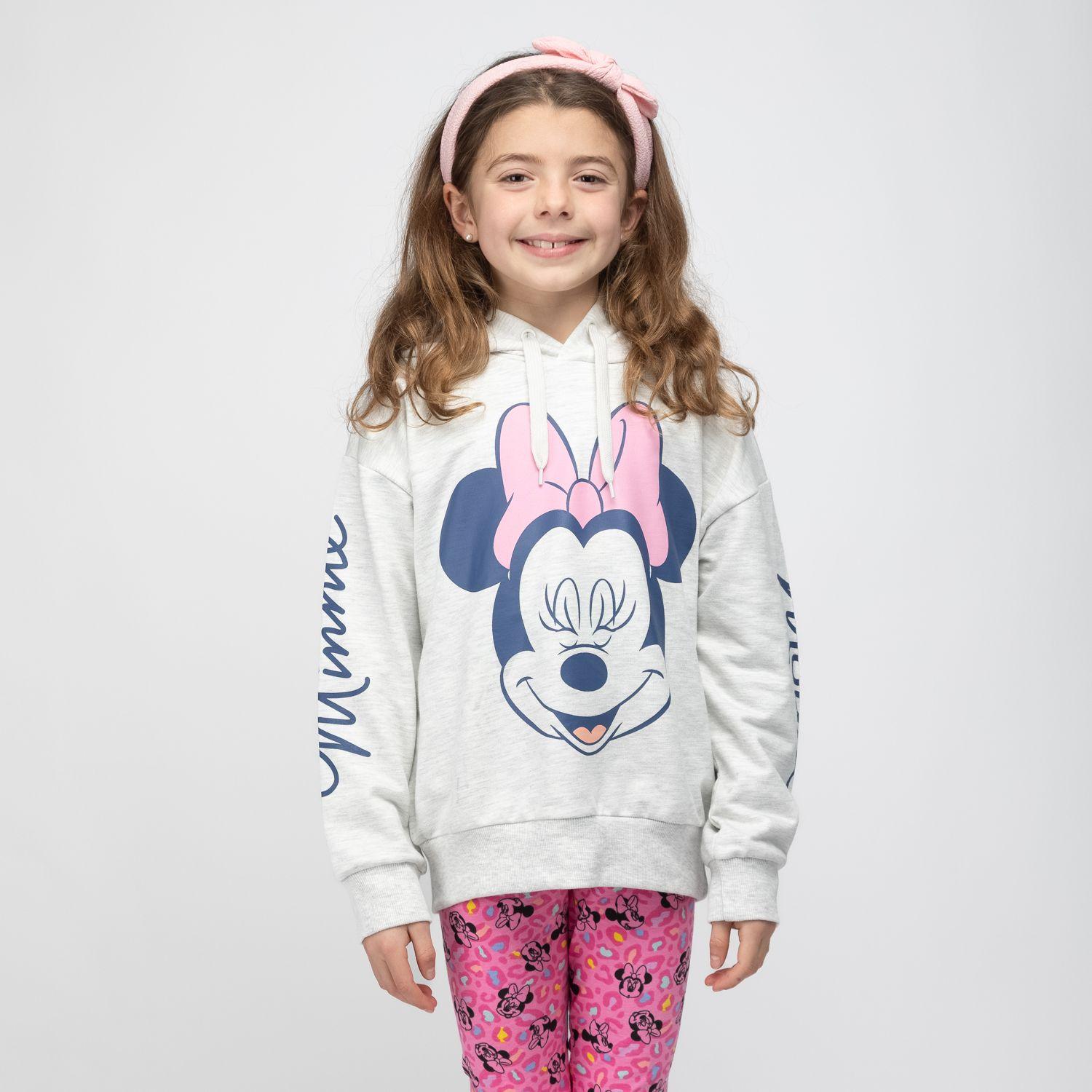 Poleron Niña Minnie Letras Brazo Gris Disney-0
