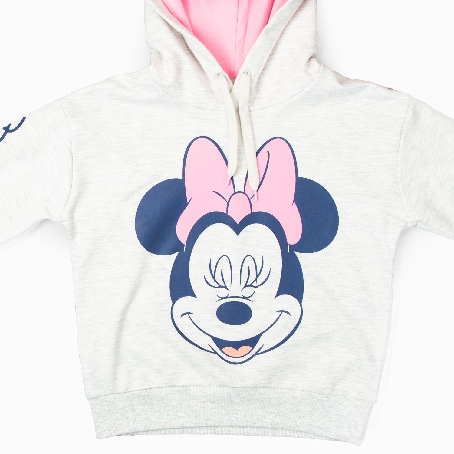 Poleron Niña Minnie Letras Brazo Gris Disney-3
