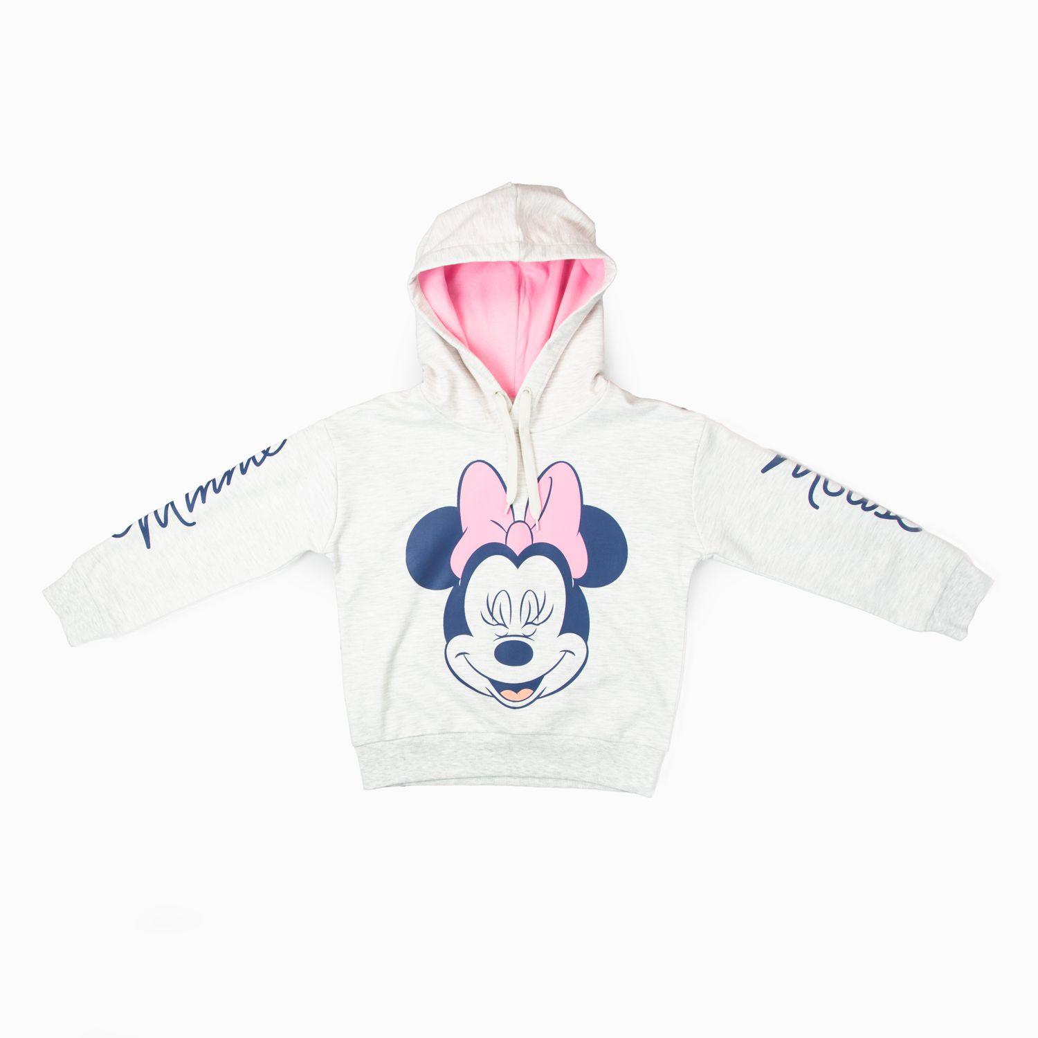 Poleron Niña Minnie Letras Brazo Gris Disney-4