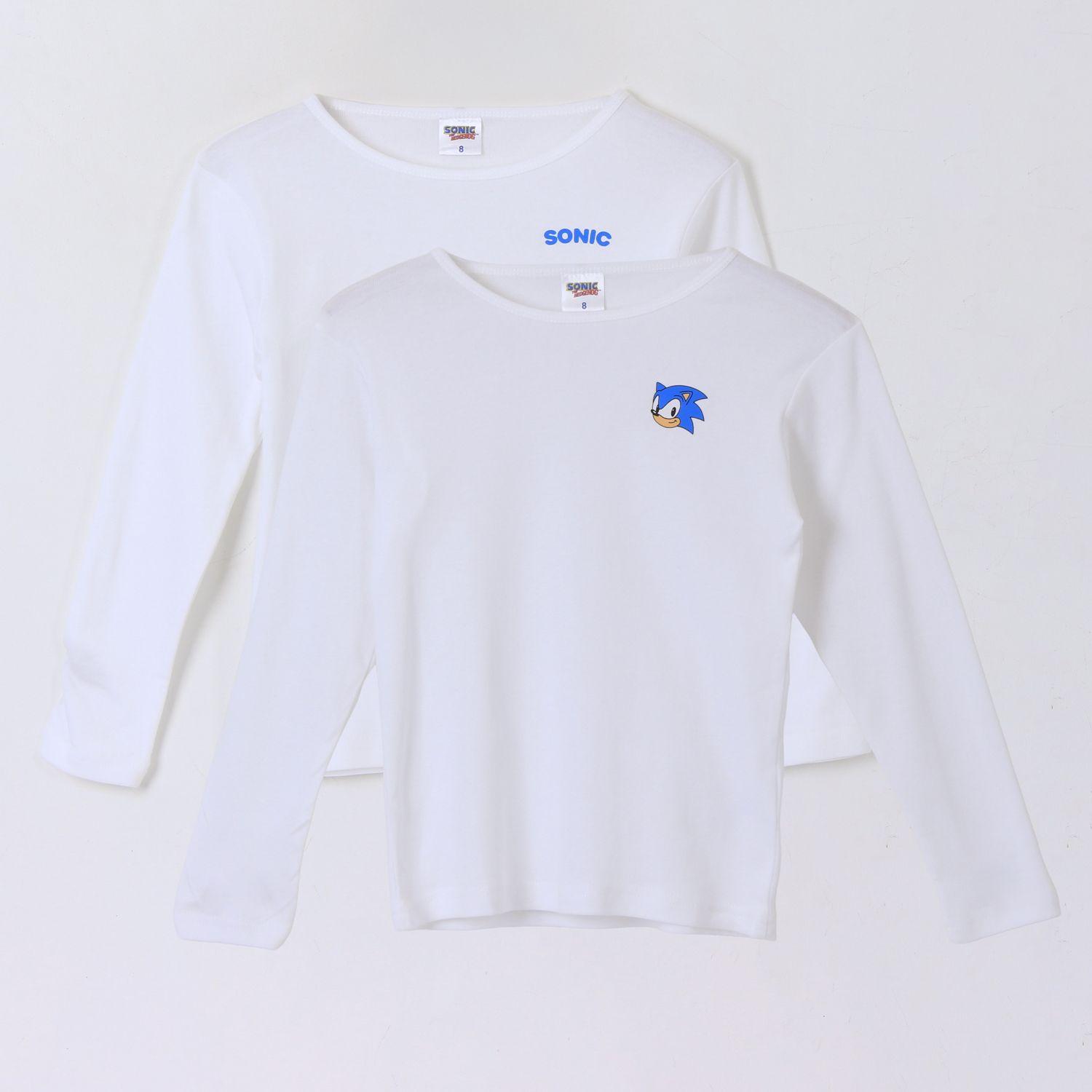 Bipack Camiseta Escolar Niño Manga Larga Blanco Sonic-0