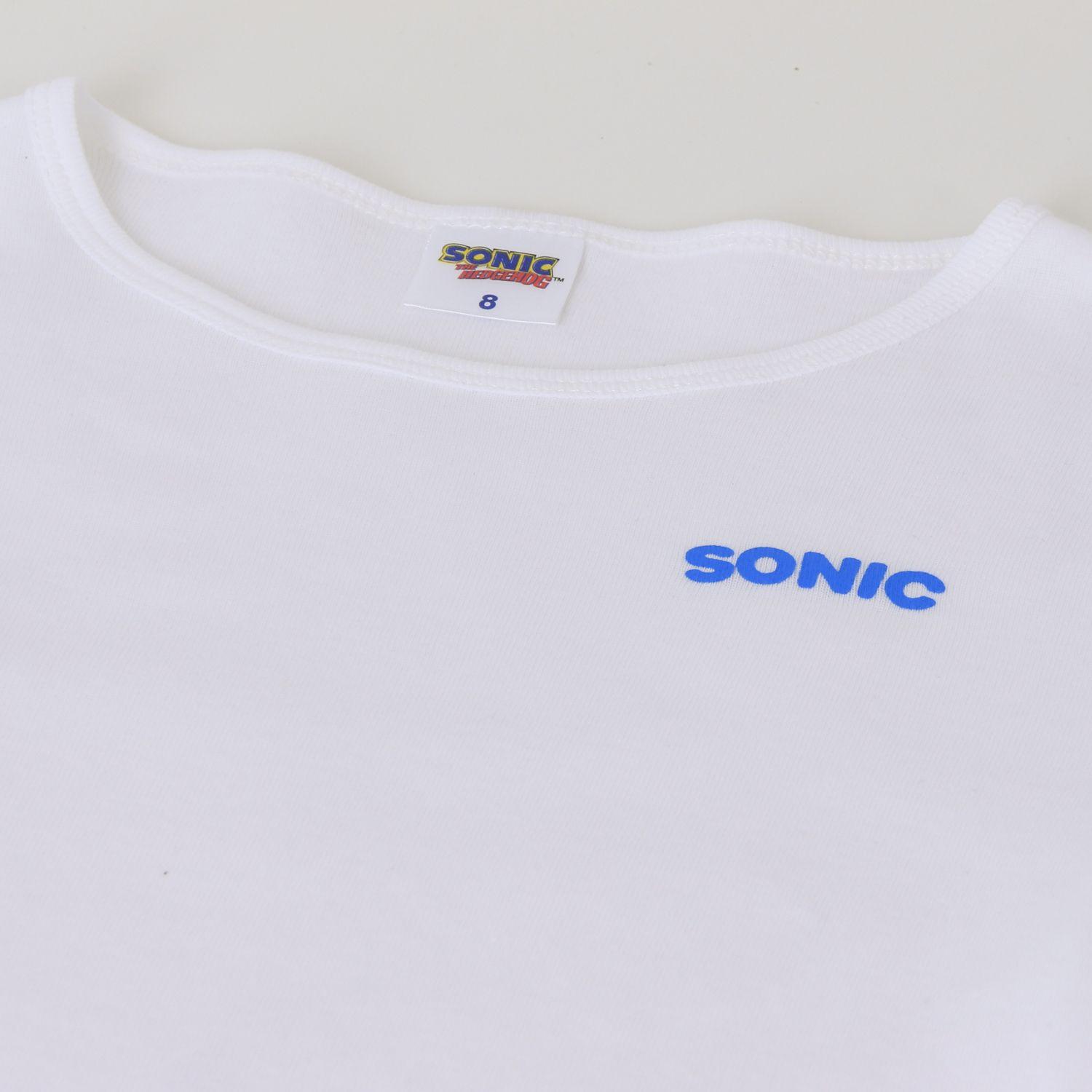 Bipack Camiseta Escolar Niño Manga Larga Blanco Sonic-3