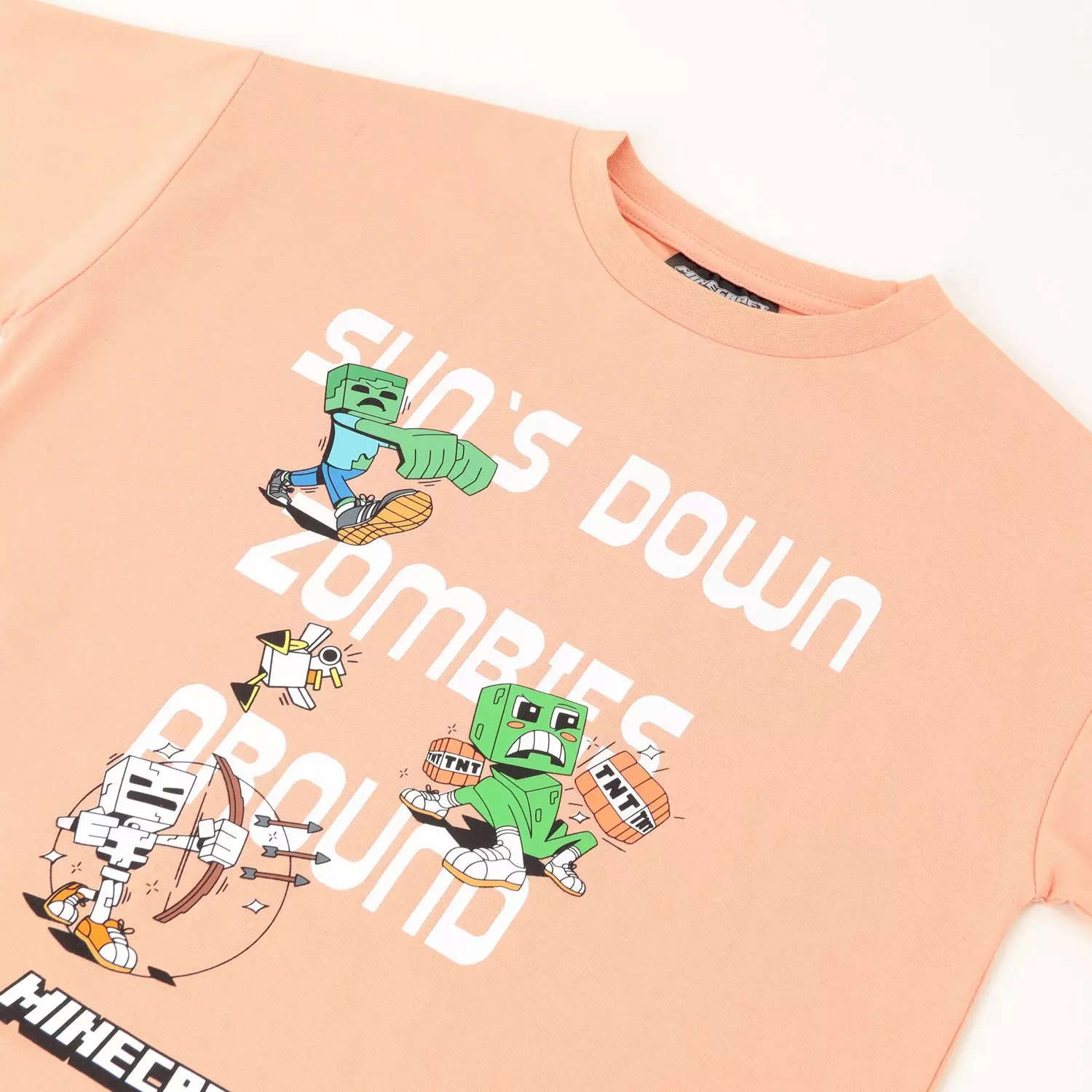 Polera Manga Corta Niño Sun's Down Rosado Minecraft-1