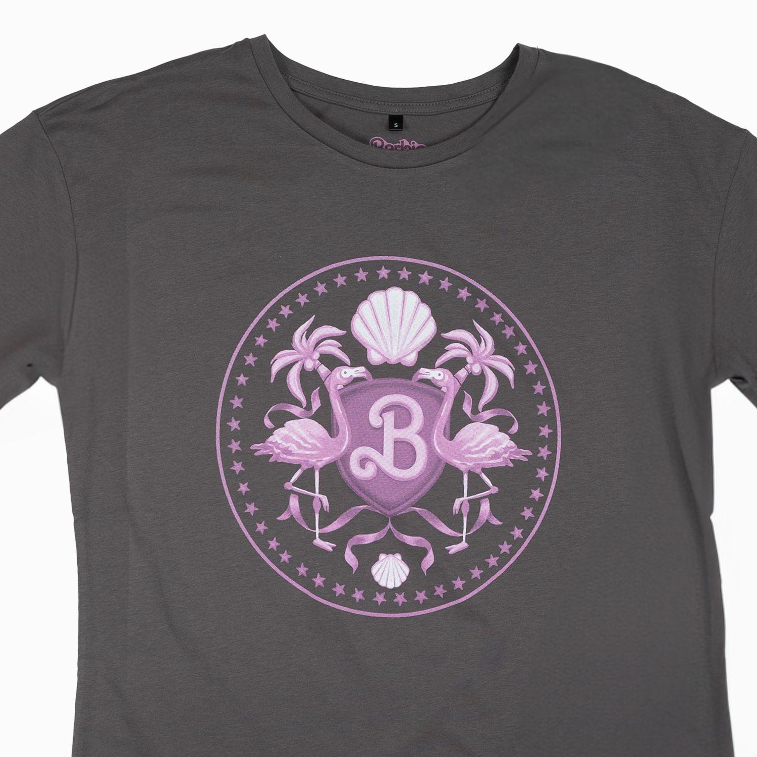 Polera Mujer Barbie Letras Rosa Gris Barbie-3