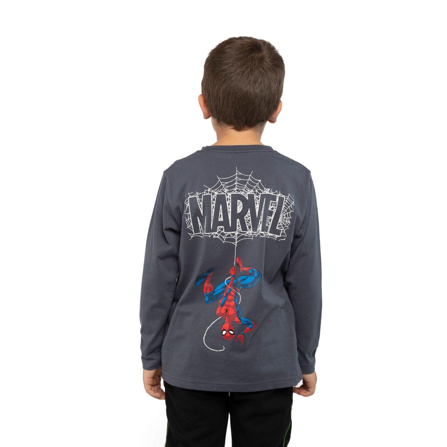 Polera Manga Larga Niño Telaraña Spiderman Gris Marvel-1