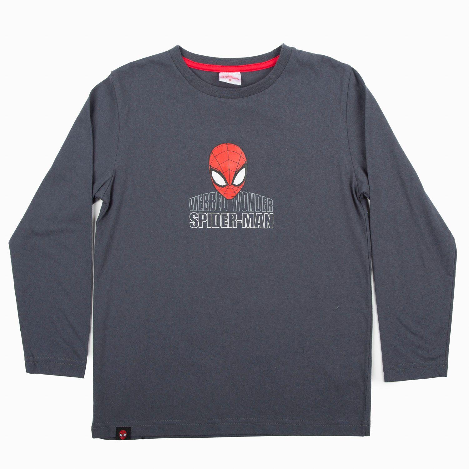 Polera Manga Larga Niño Telaraña Spiderman Gris Marvel-2