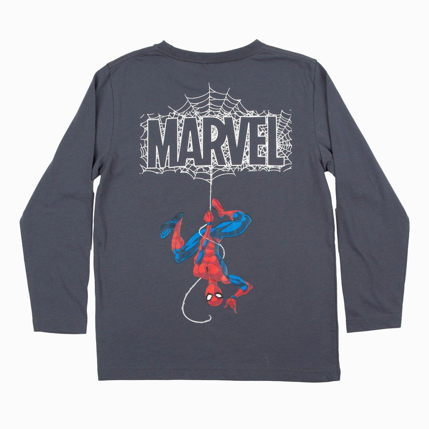 Polera Manga Larga Niño Telaraña Spiderman Gris Marvel-3