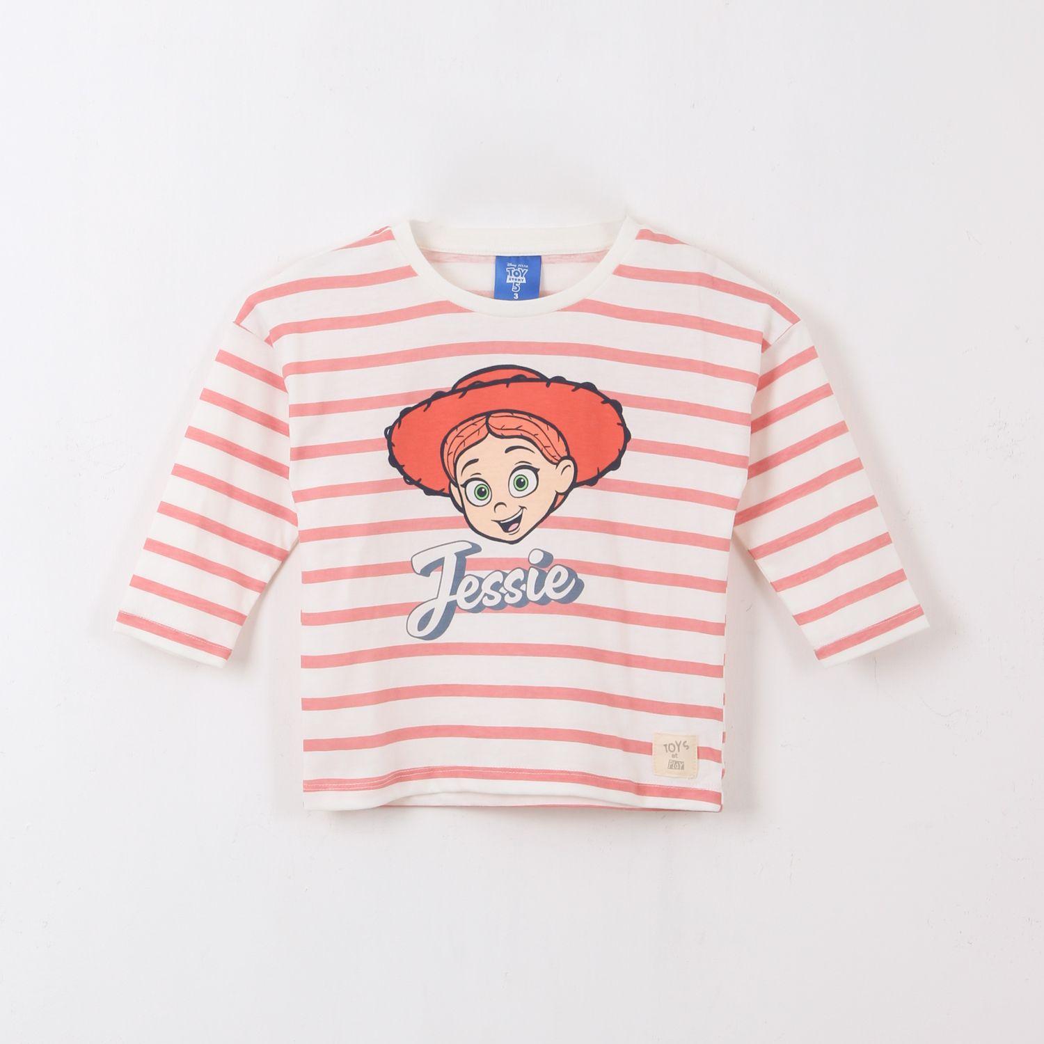Polera Manga Larga Niña Rayas Jessie Toy Story Blanco Disney-0
