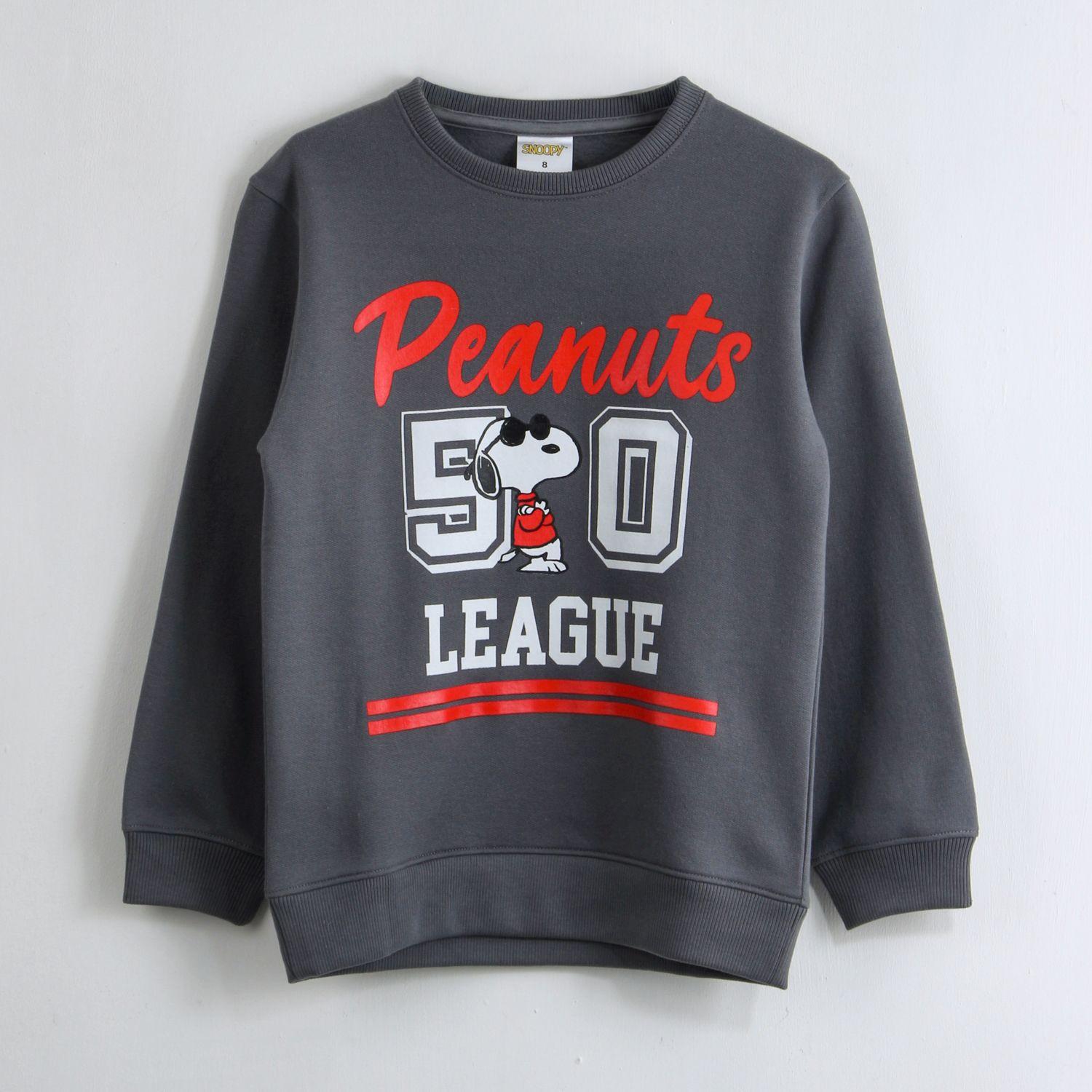 Polerón Cerrado Niño Peanuts 50 League Gris Snoopy-0