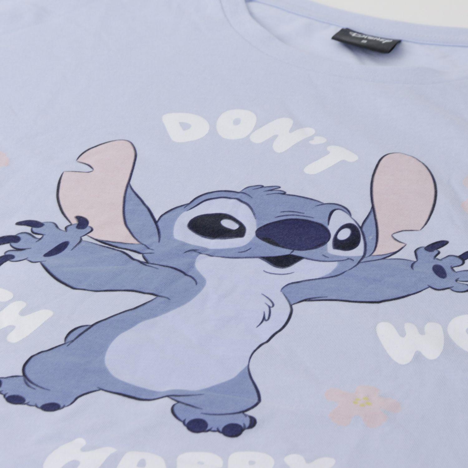 Pijama Manga Corta Mujer Celeste Flores Lilo & Stitch Disney-2