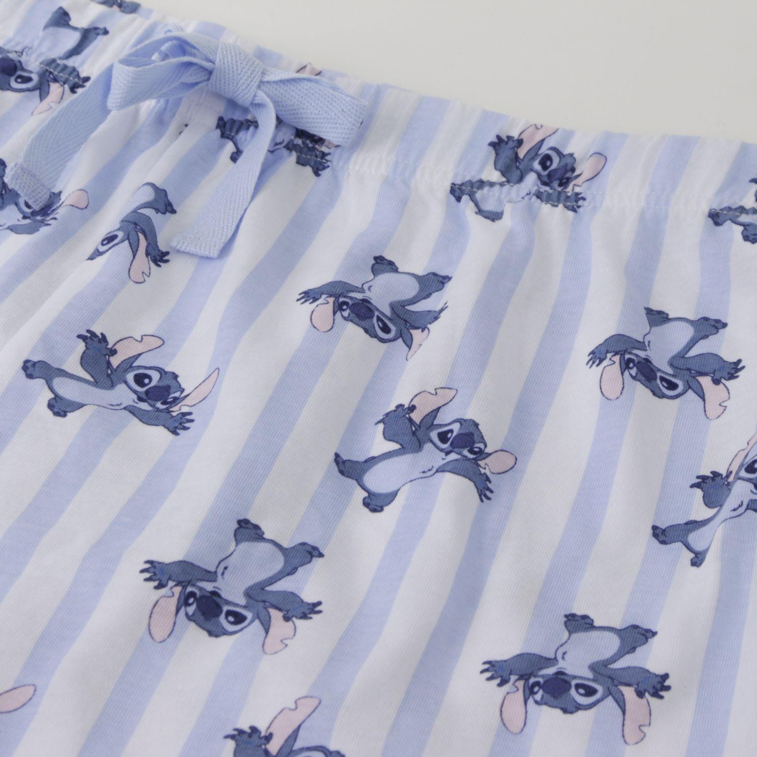 Pijama Manga Corta Mujer Celeste Flores Lilo & Stitch Disney-3