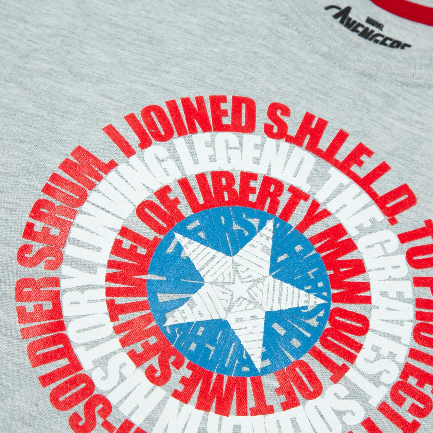 Polera Manga Larga Niño Capitan America Real Gris Marvel-2