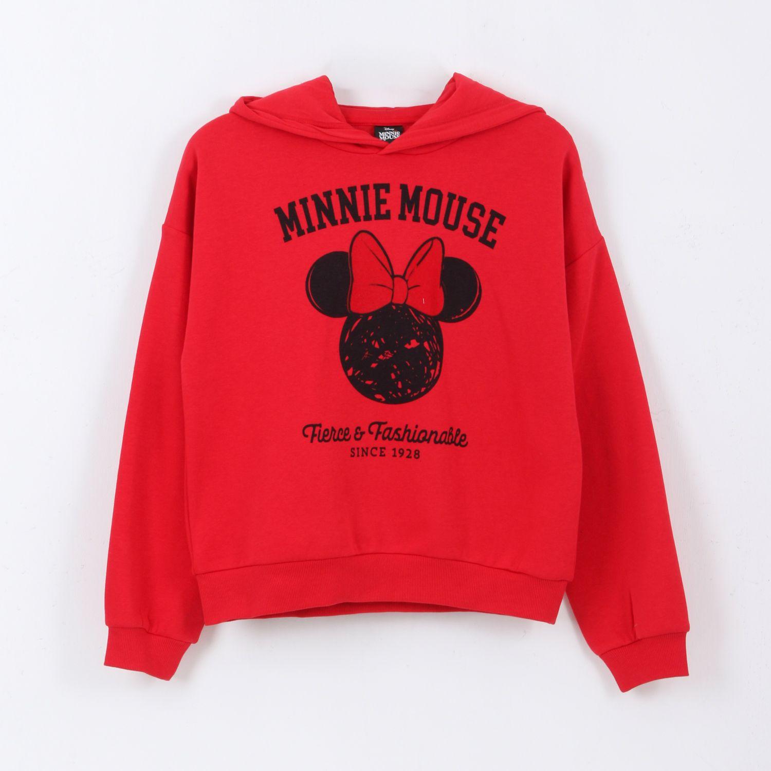Polerón Niña Hoodie Orejas Minnie Mouse Rojo Disney-0
