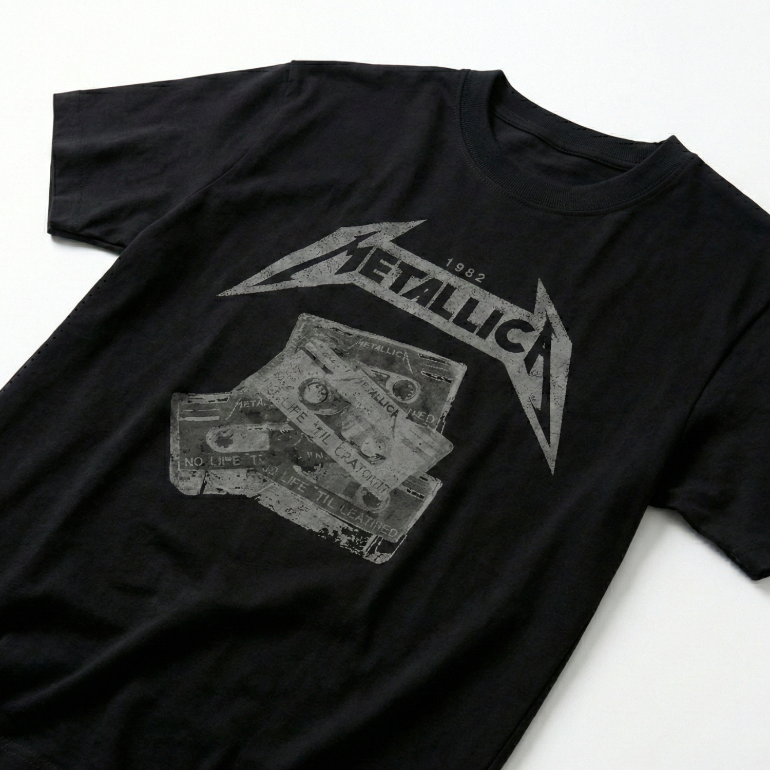 Polera Manga Corta Hombre Cassete Negro Metallica-3