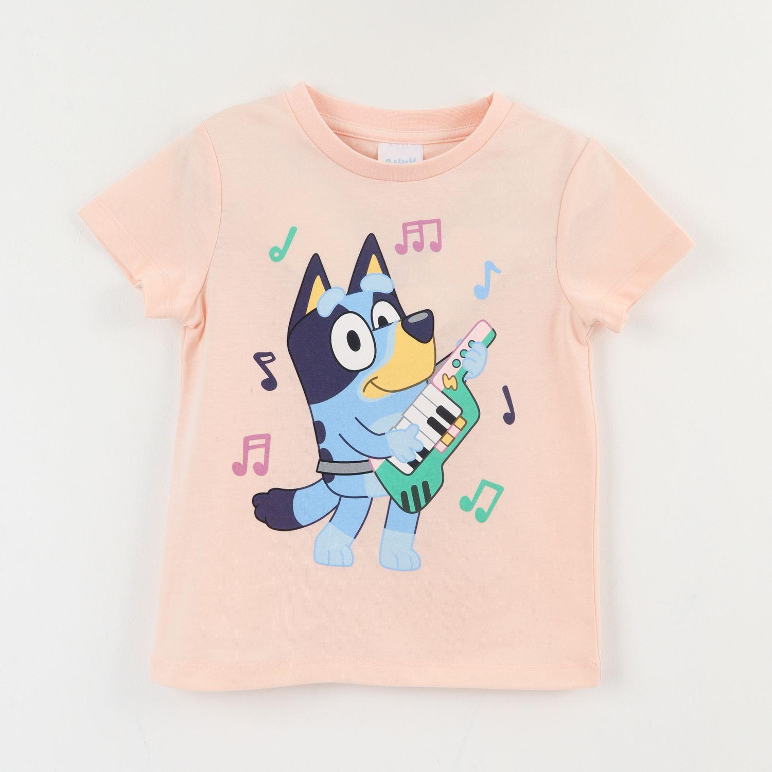 Polera Manga Corta Niña Naranjo Musica Bluey-0