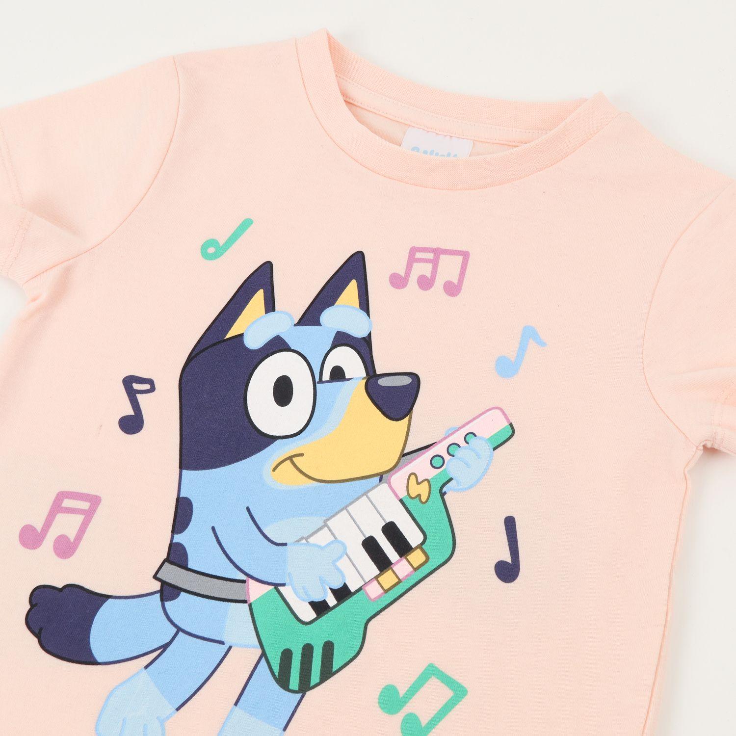 Polera Manga Corta Niña Naranjo Musica Bluey-2