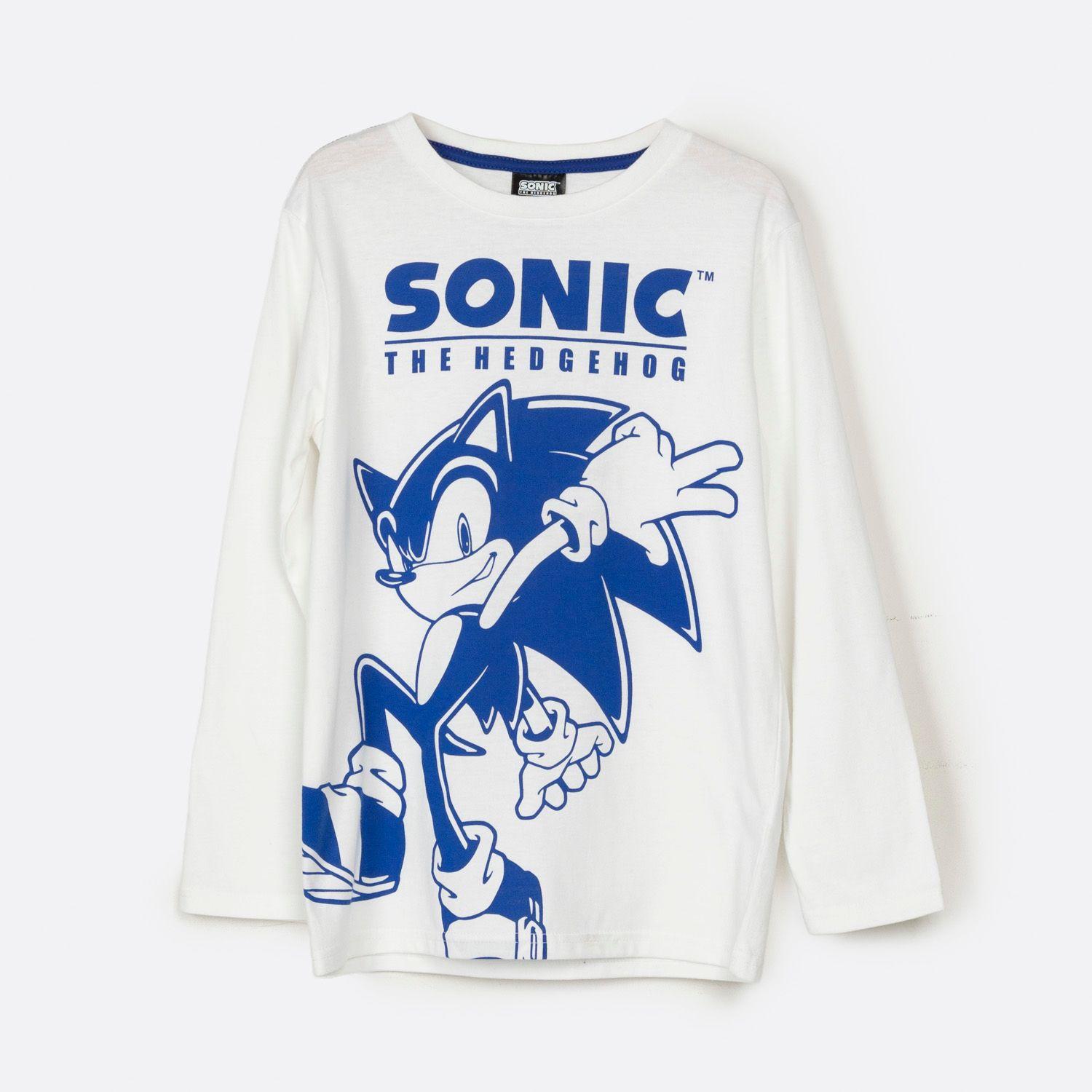 Polera Manga Larga Niño Jump Pose Blanco Sonic-0