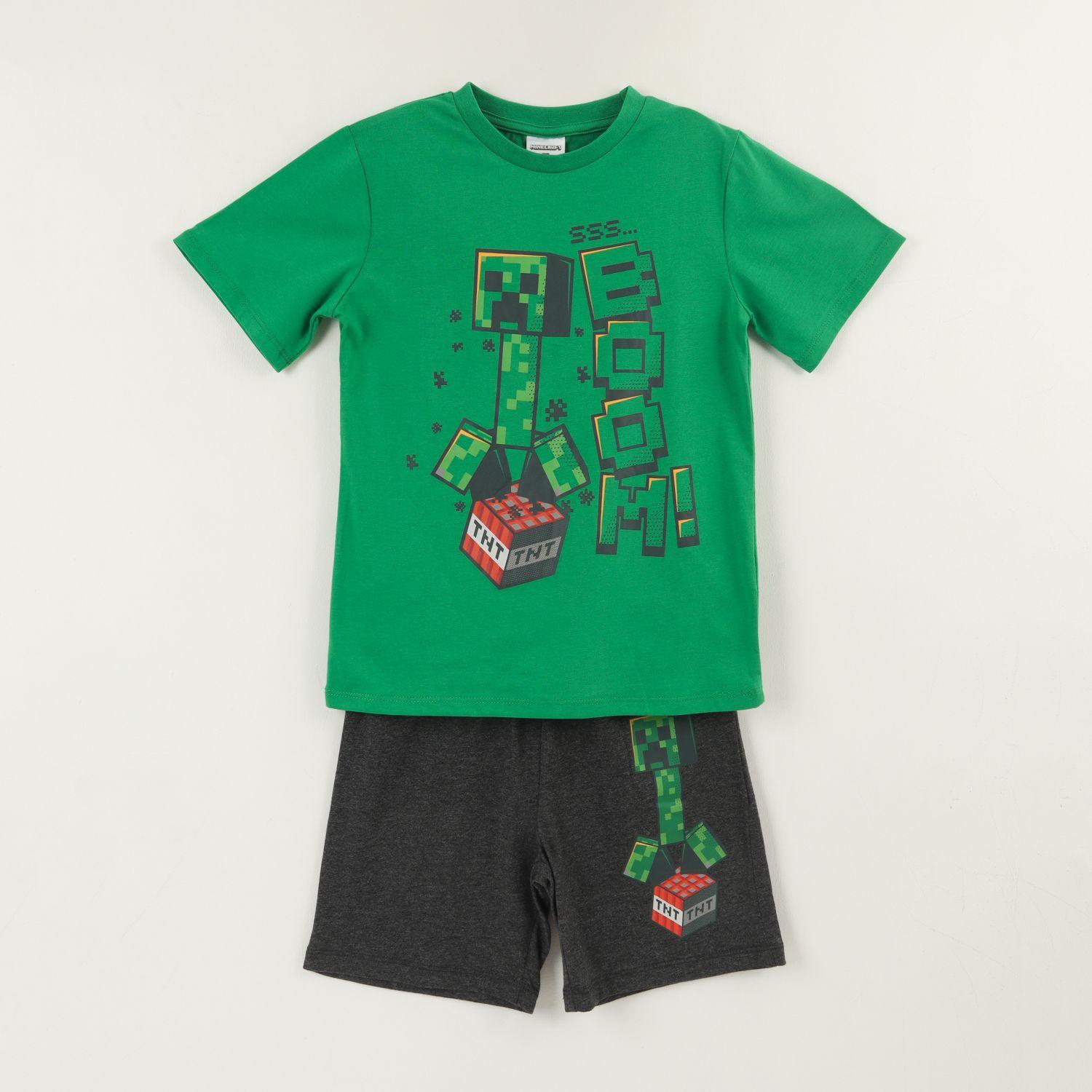 Pijama Manga Corta Niño Verde TNT Minecraft-0
