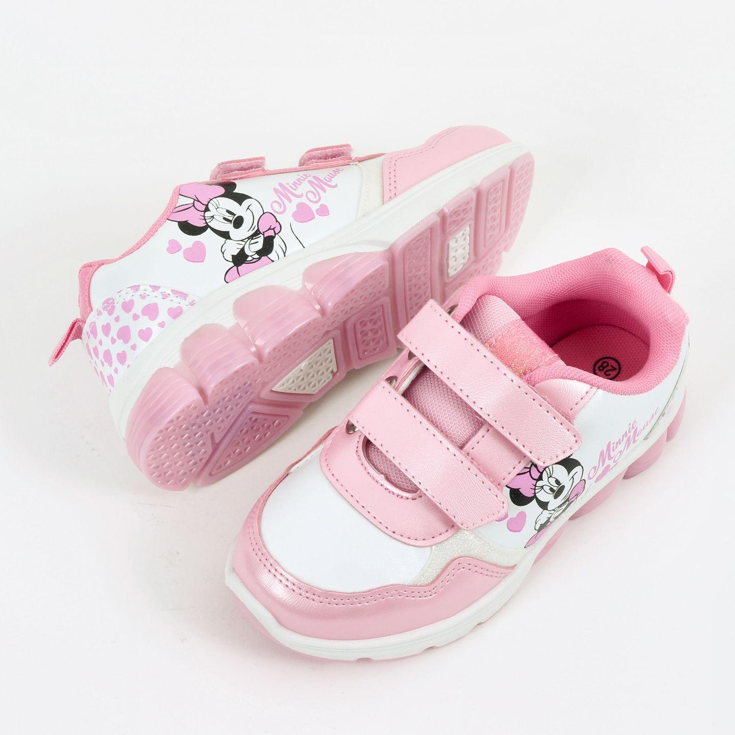 Zapatilla Luces Niña Corazones Minnie Rosado Disney-3