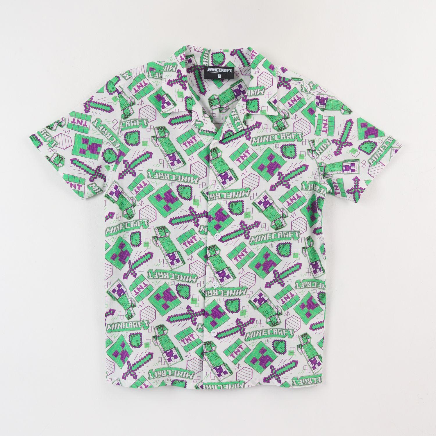 Camisa Niño Verde Full Print Survival Minecraft-0