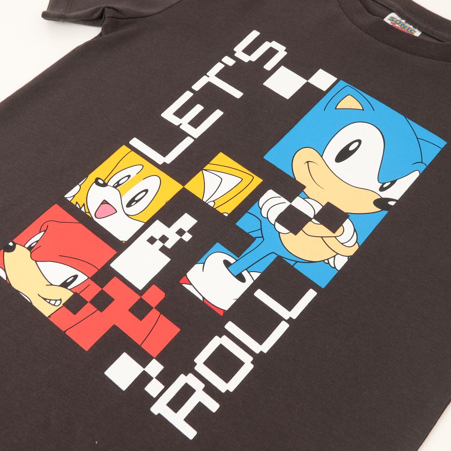 Polera Manga Corta Niño Lets Gris Miles Knuckles Y Sonic-1