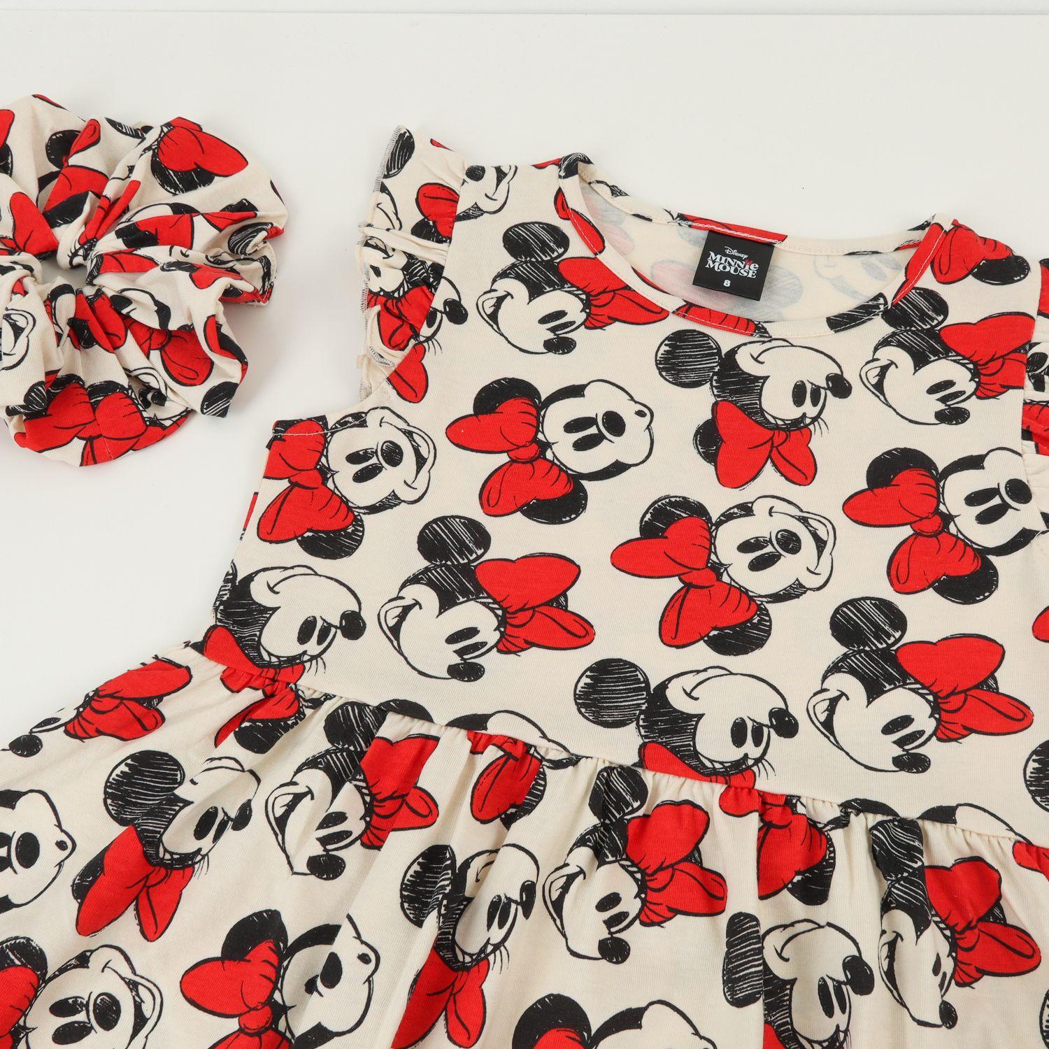 Vestido Sin Manga y Collet Niña Blanco Print Minnie Disney-2