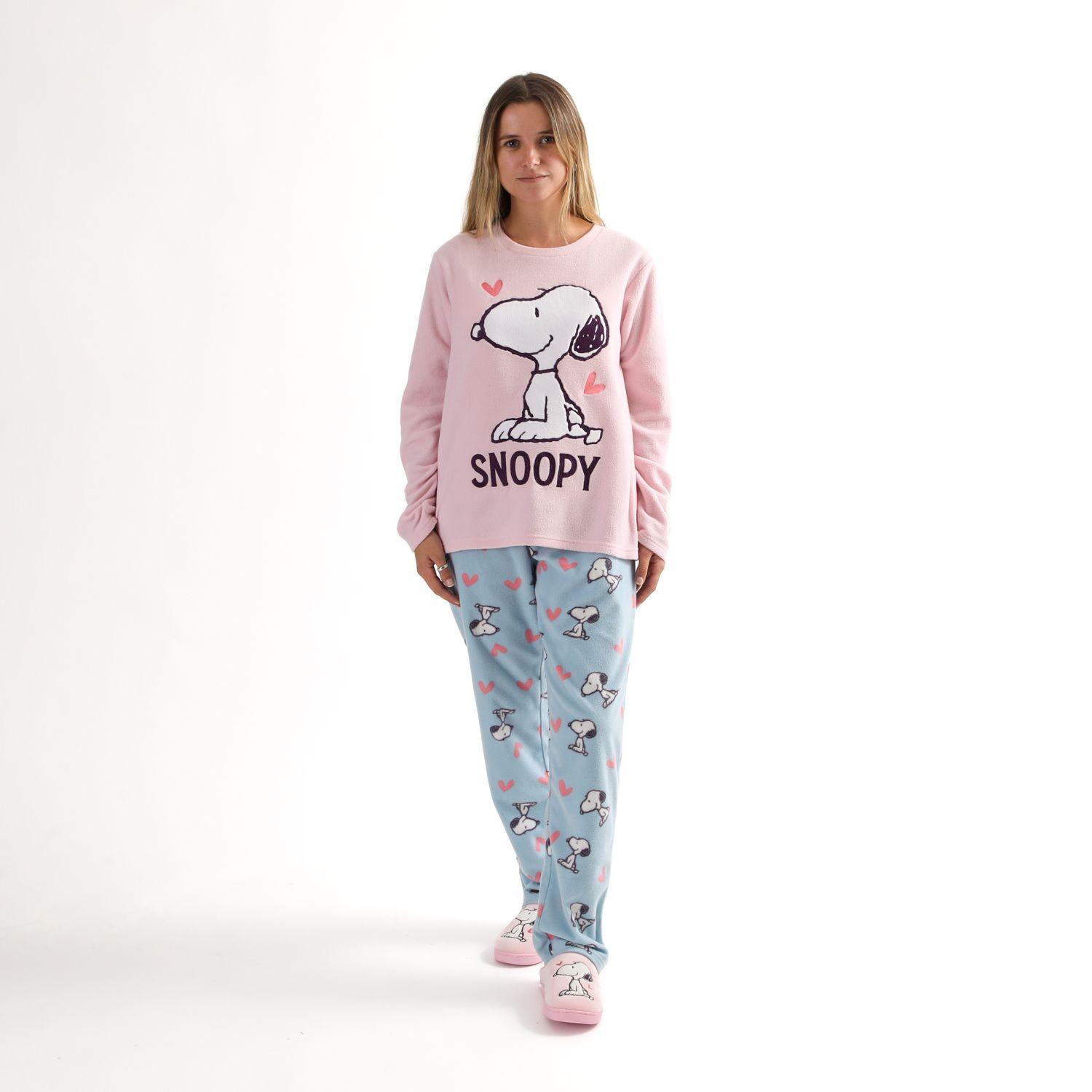 Pijama Polar Mujer Corazones Rosado Snoopy-0