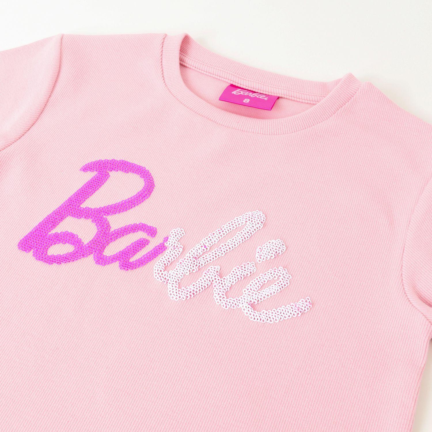 Polera Manga Corta Niña Lentejuelas Reversible Rosado Barbie-1