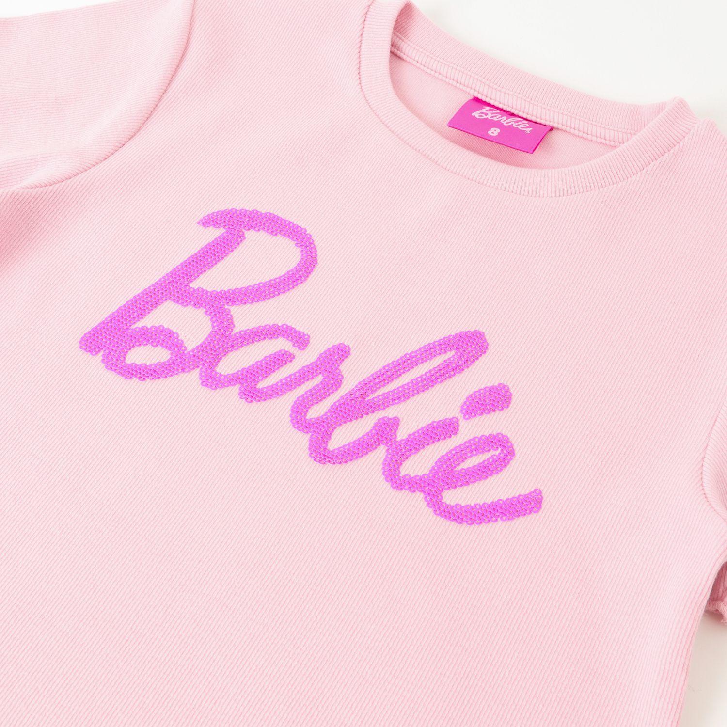 Polera Manga Corta Niña Lentejuelas Reversible Rosado Barbie-2
