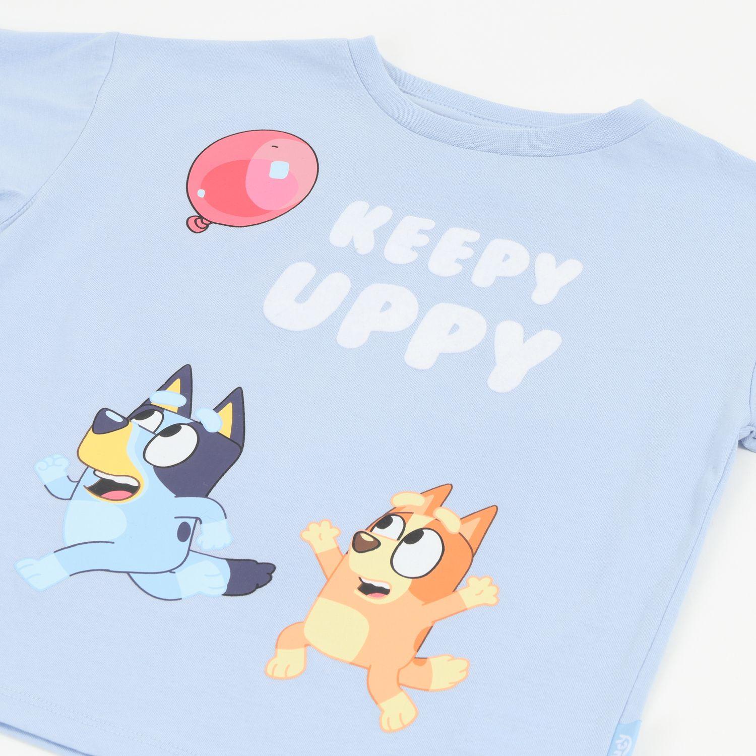 Polera Manga Corta Niño Celeste Estampado Globo Bluey-2