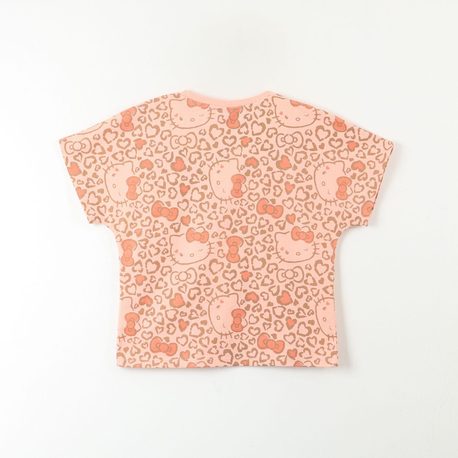 Polera Manga Corta Niña Animal Print Naranjo Hello Kitty-2