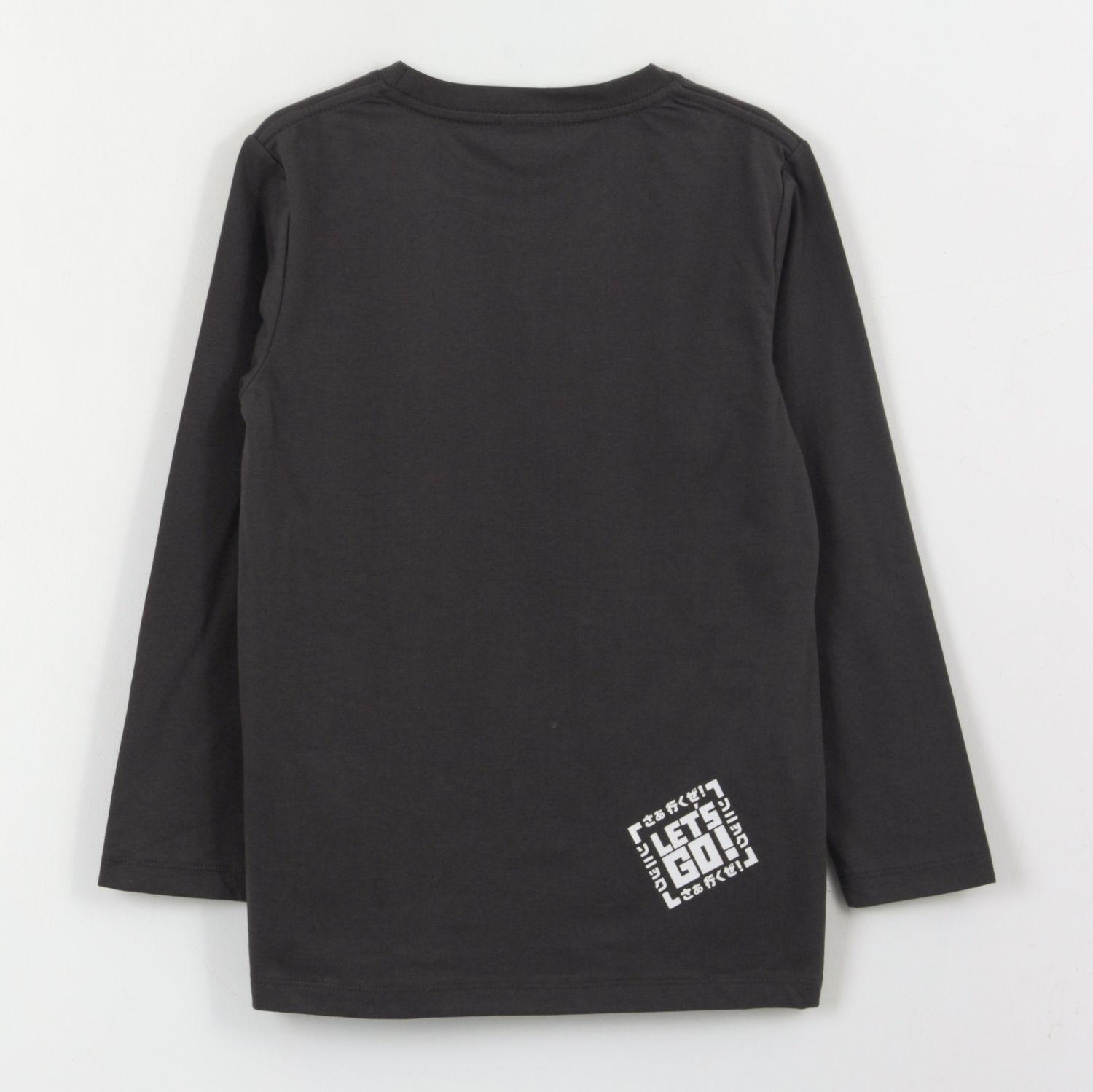 Polera Manga Larga Niño Diseño Lineal Gris Sonic-1