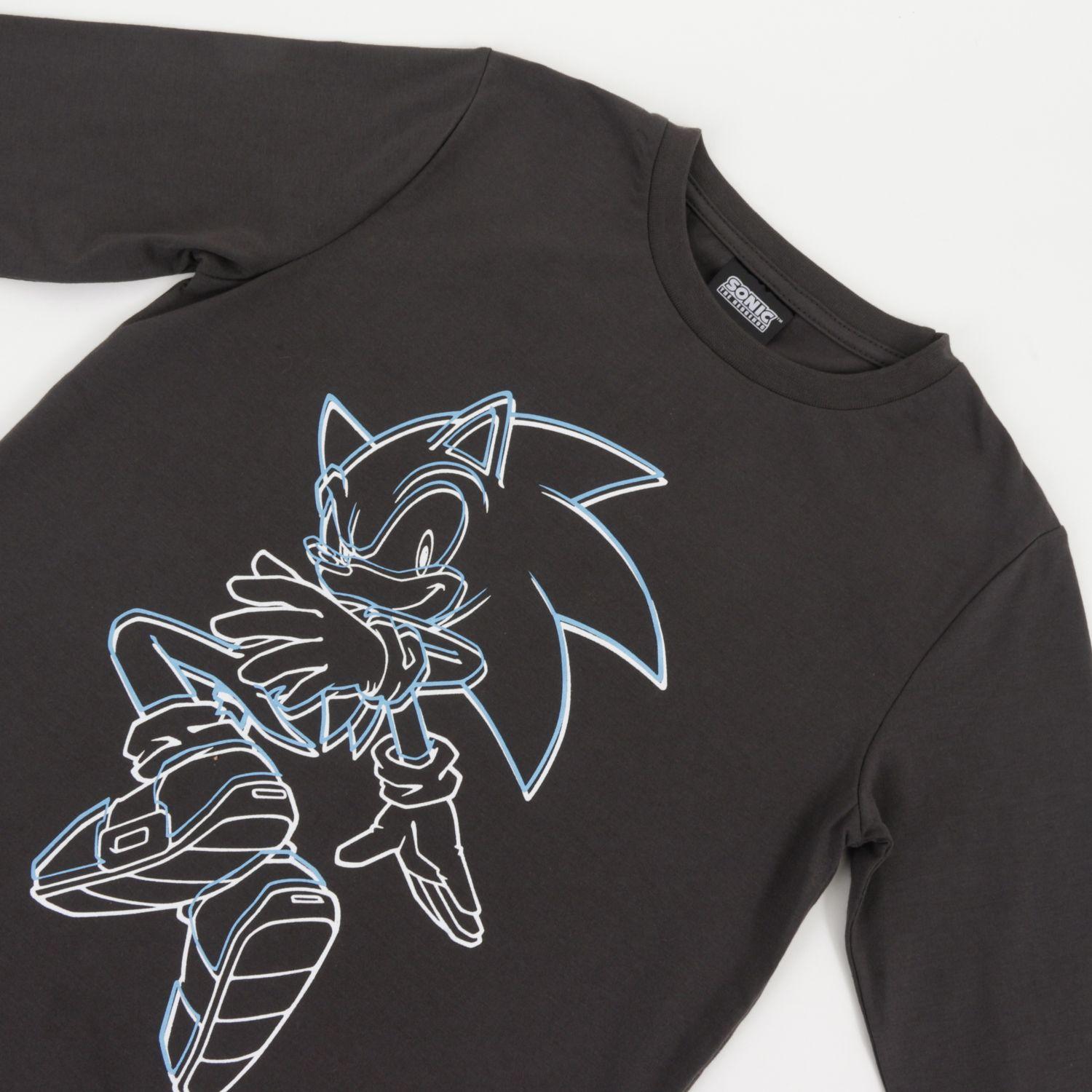 Polera Manga Larga Niño Diseño Lineal Gris Sonic-2