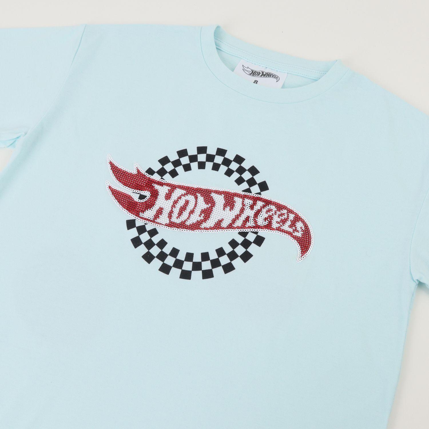 Polera Manga Corta Niño Celeste Logo Hot Wheels-2