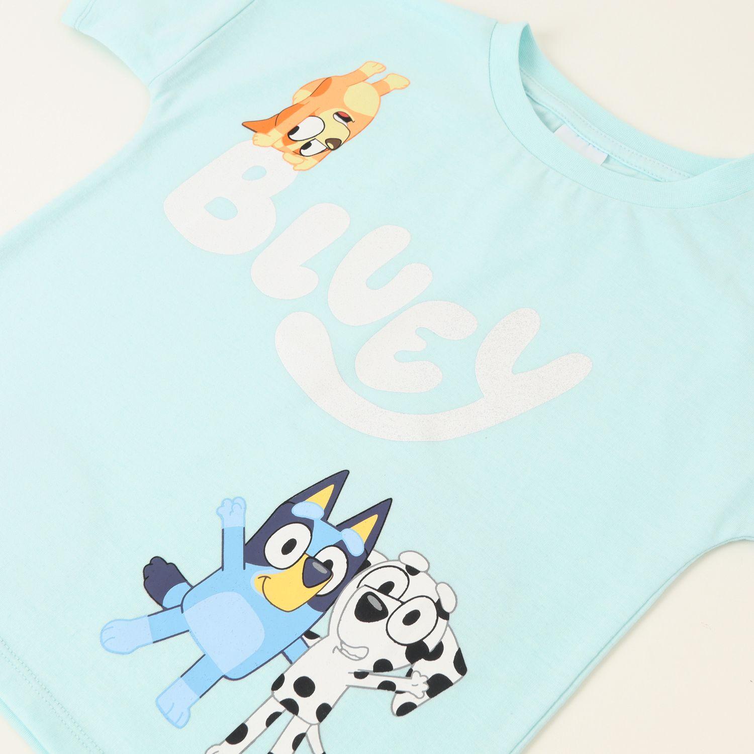 Polera Manga Corta Niña Logo Celeste Makenzie Bingo Y Bluey-1