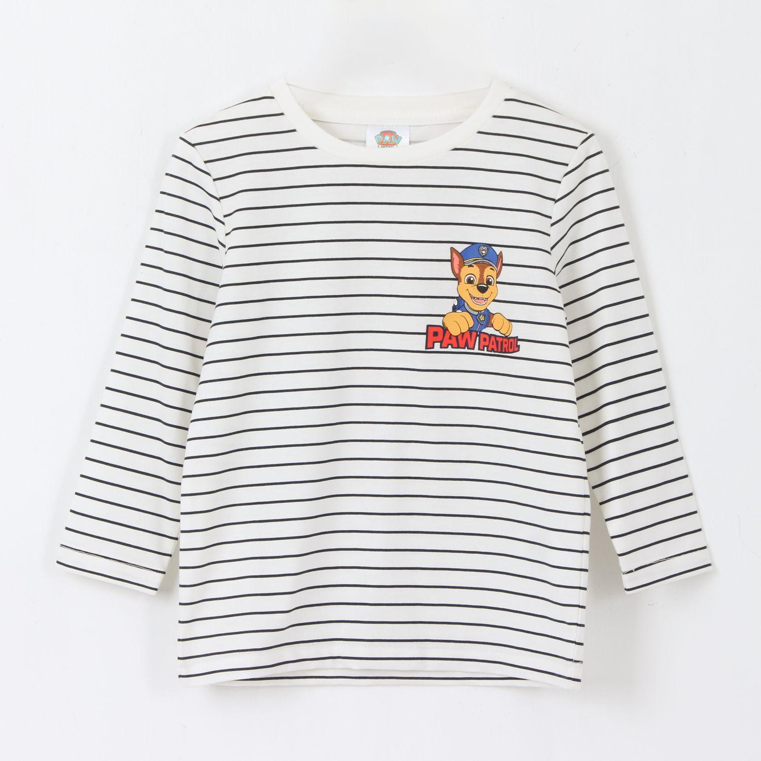 Polera Manga Larga Niño Rayas Chase Blanco Paw Patrol-0