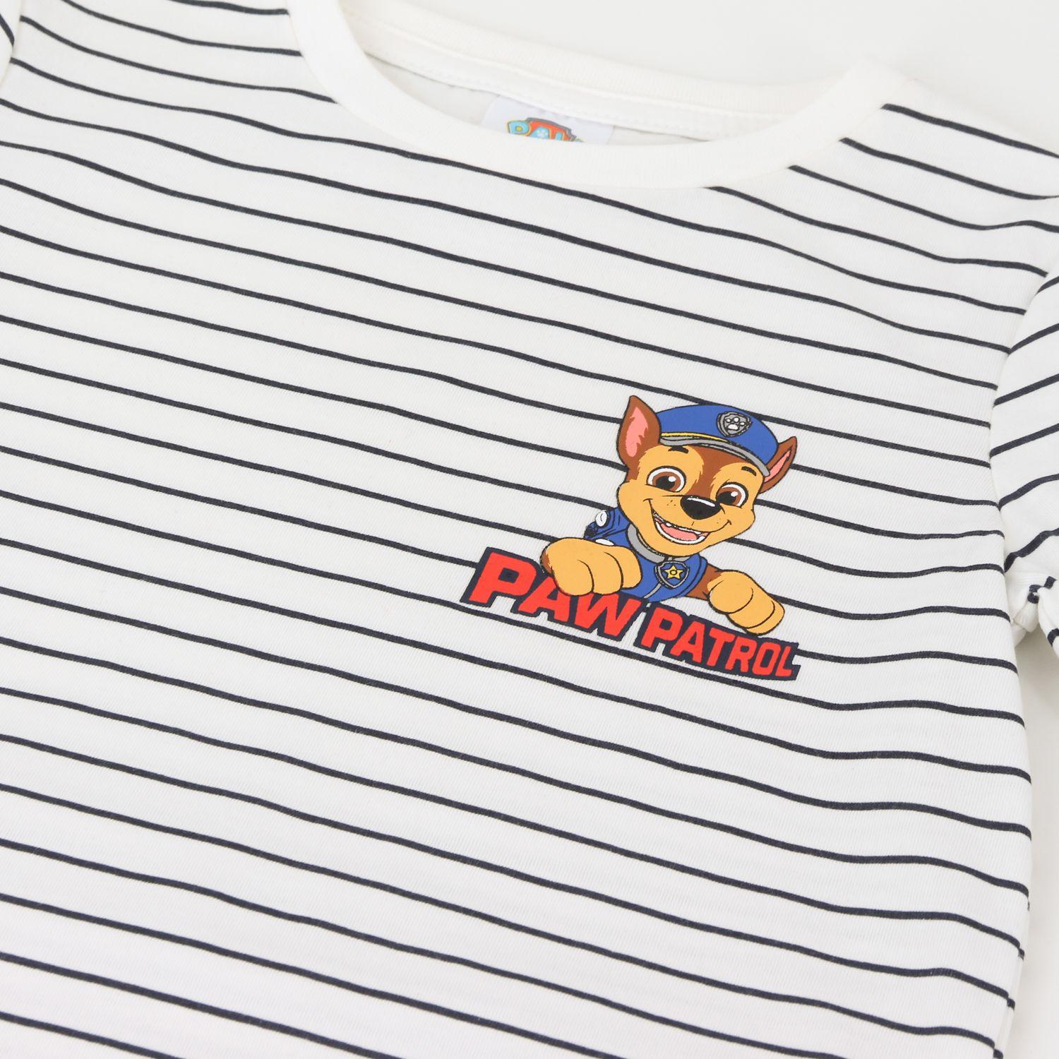 Polera Manga Larga Niño Rayas Chase Blanco Paw Patrol-2