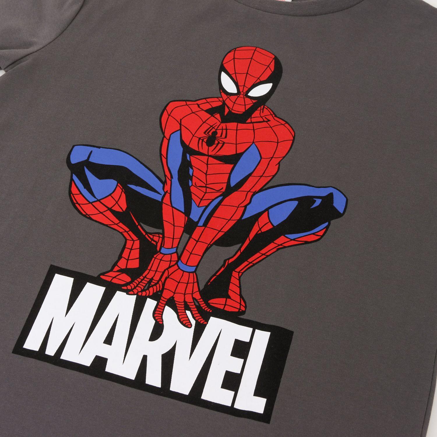 Polera Manga Larga Niño Spiderman Pose Gris Marvel-2