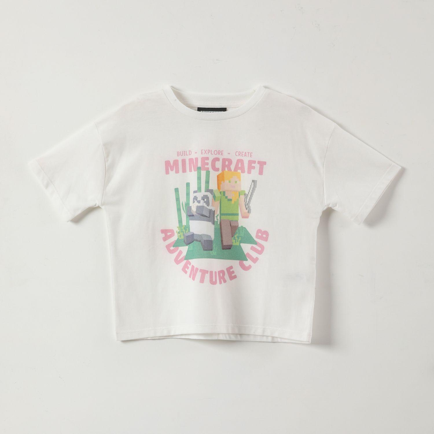 Polera Manga Corta Niña Adventure Blanco Minecraft-0