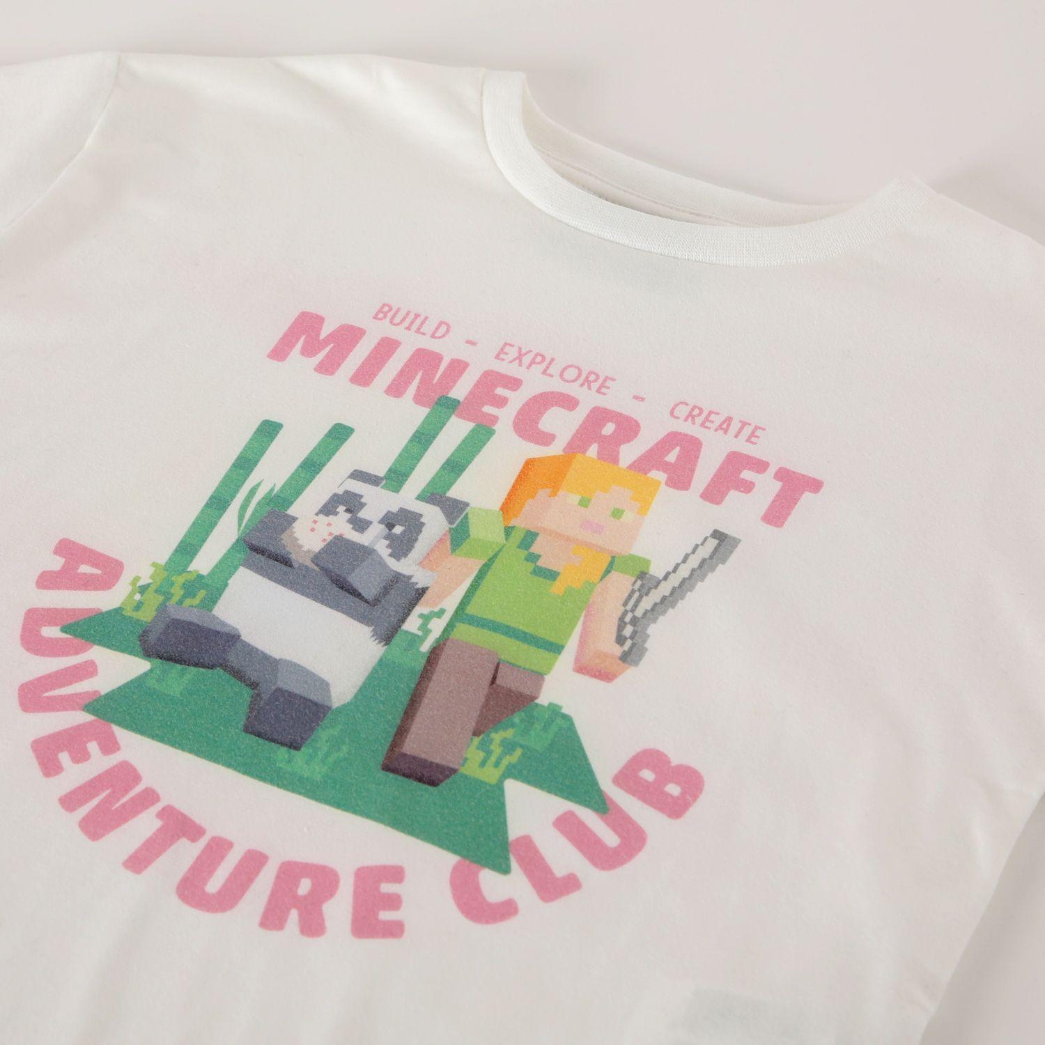 Polera Manga Corta Niña Adventure Blanco Minecraft-2