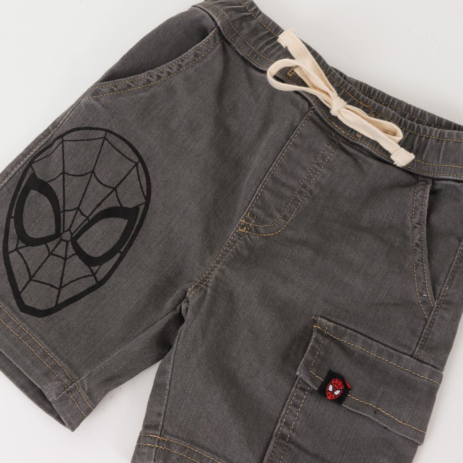 Short Niño Gris Cargo Denim Spiderman Marvel-2