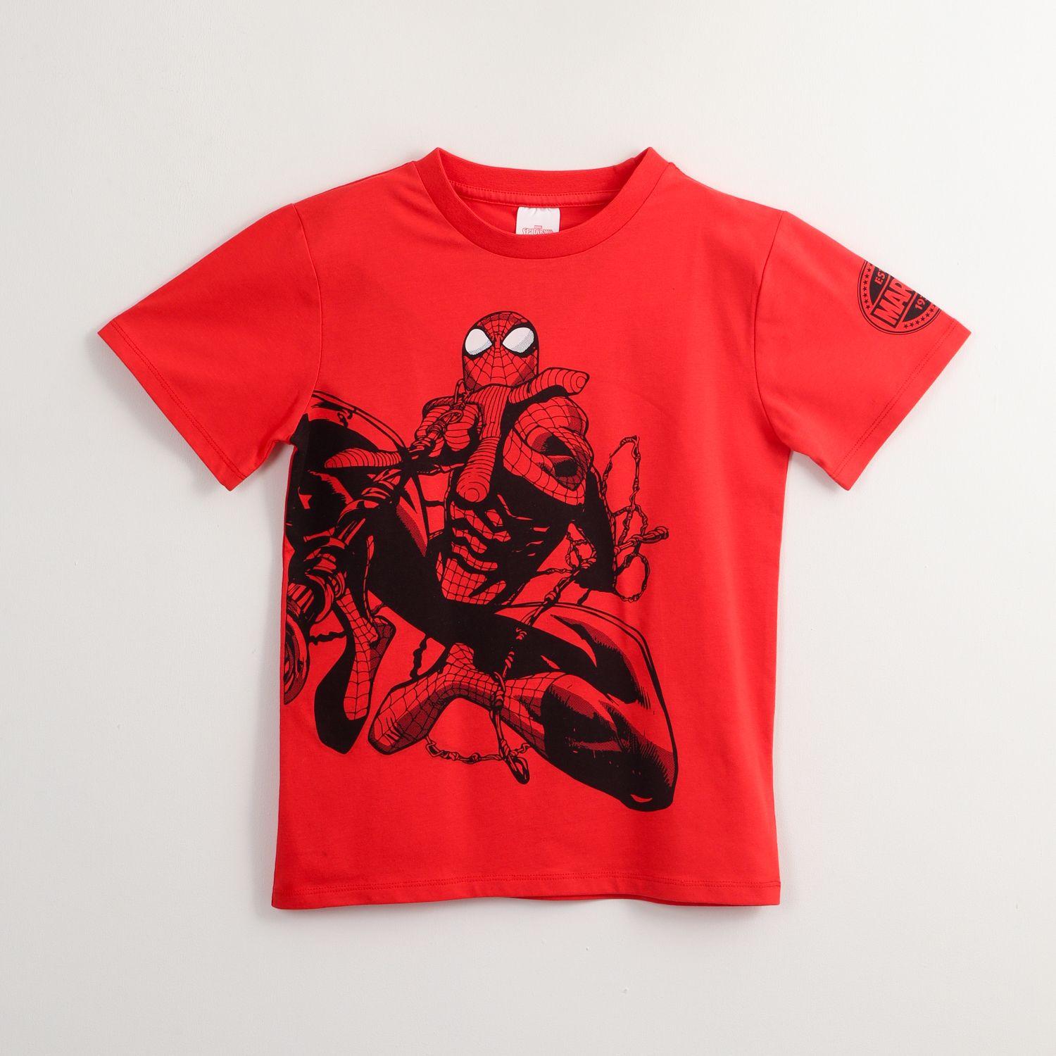 Polera Manga Corta Niño Spiderman Above All Rojo Marvel-0
