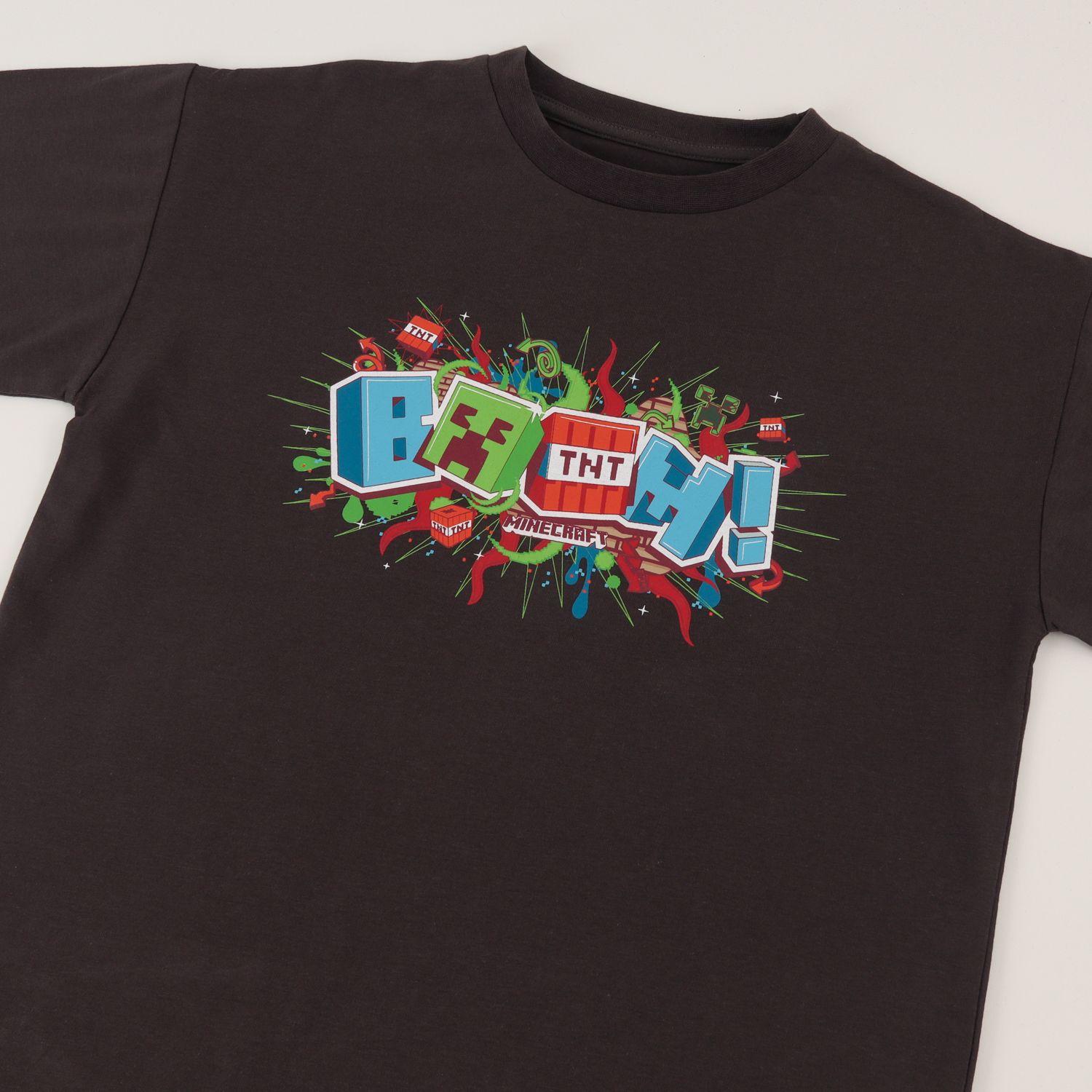 Polera Manga Corta Niño Boom! Gris Minecraft-1
