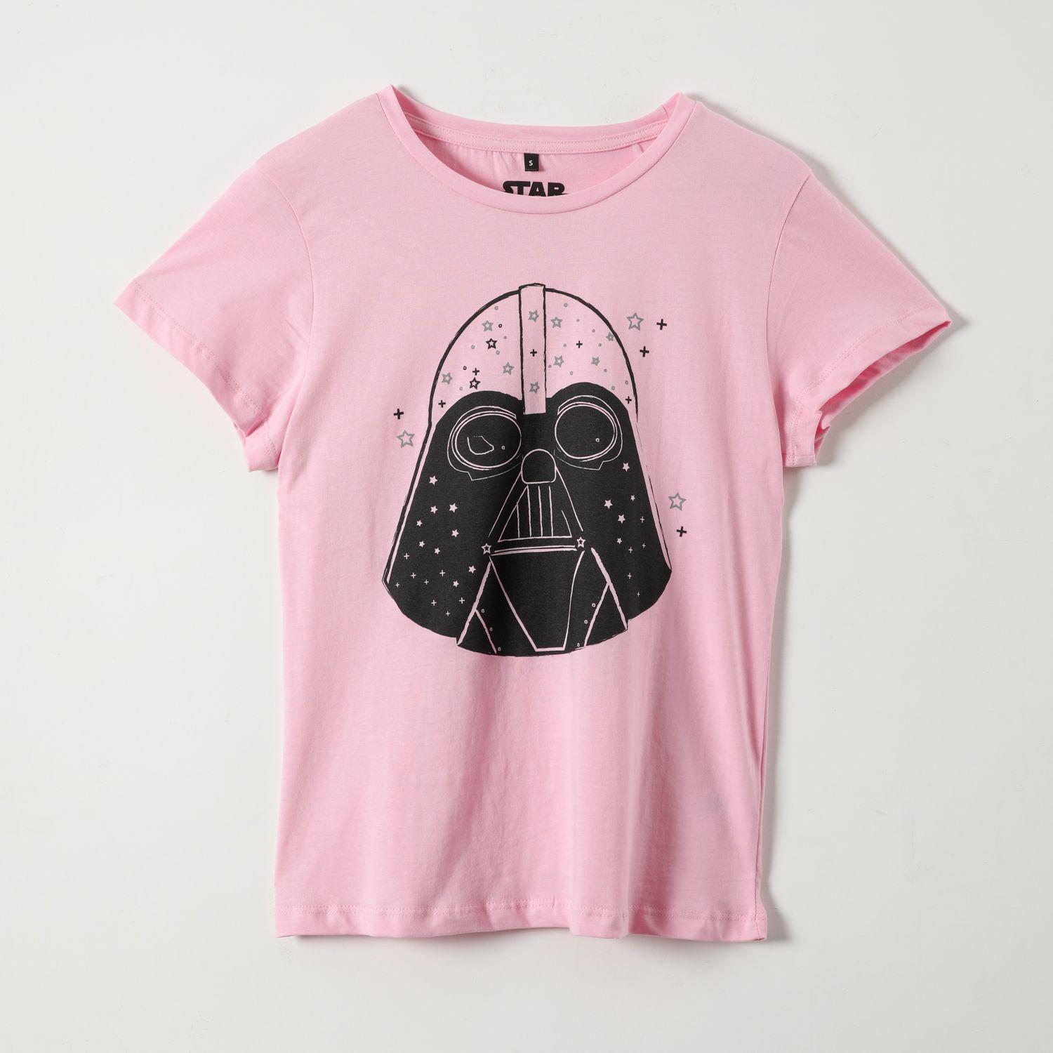 Polera Manga Corta Mujer Darth Vader Rosado Star Wars-0