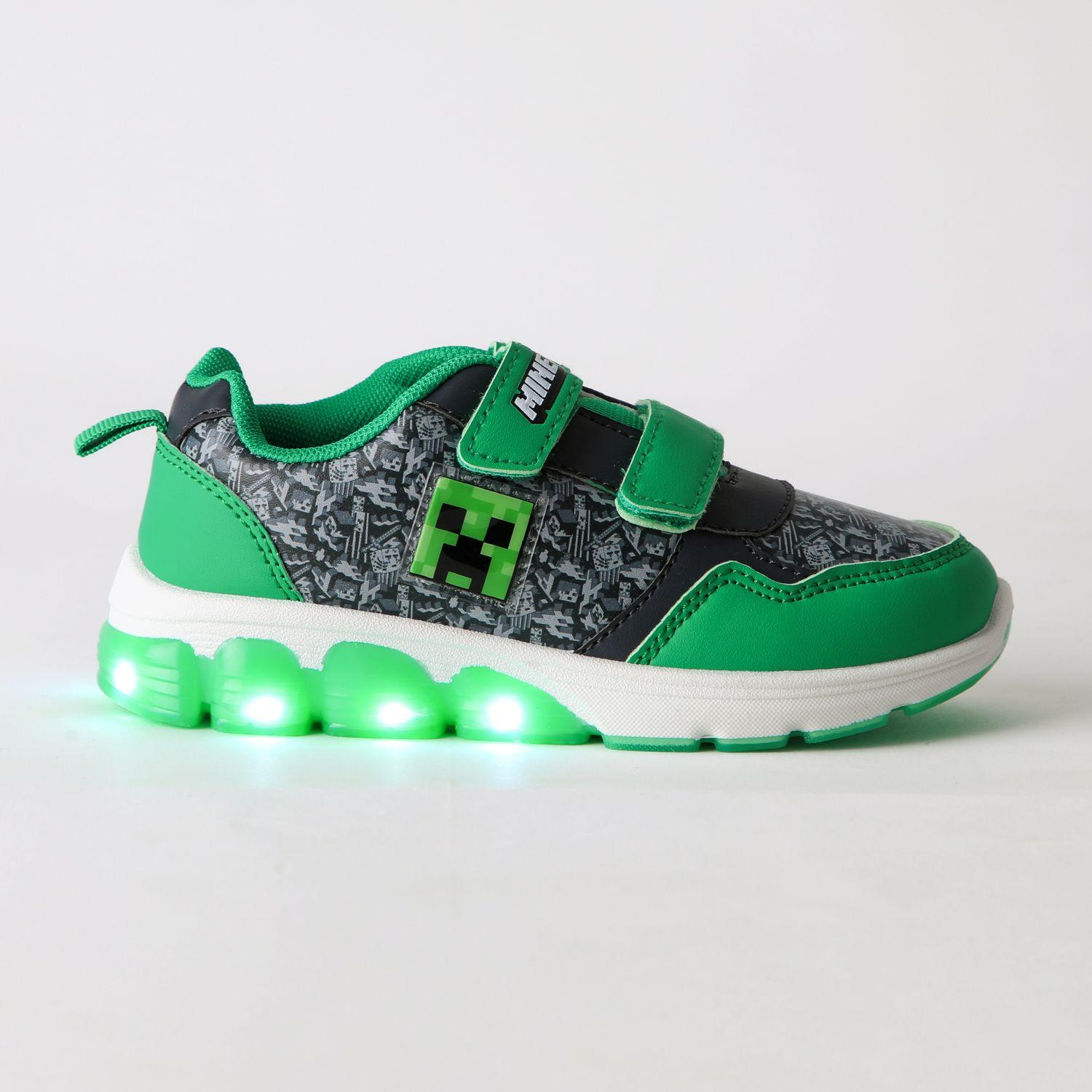 Zapatilla Luces Niño Creeper Gris Minecraft-0