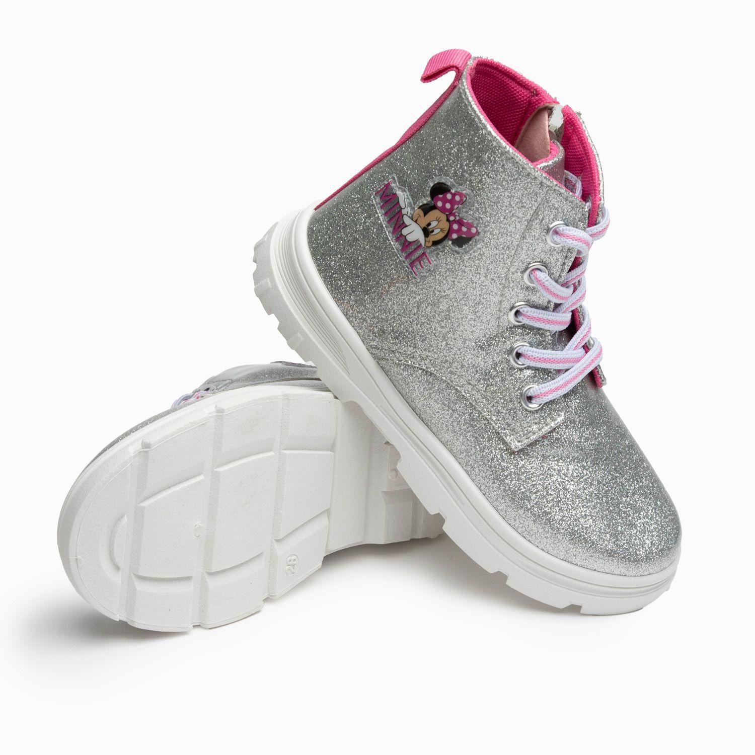 Botin Niña Brillos Minnie Plateado Disney-2