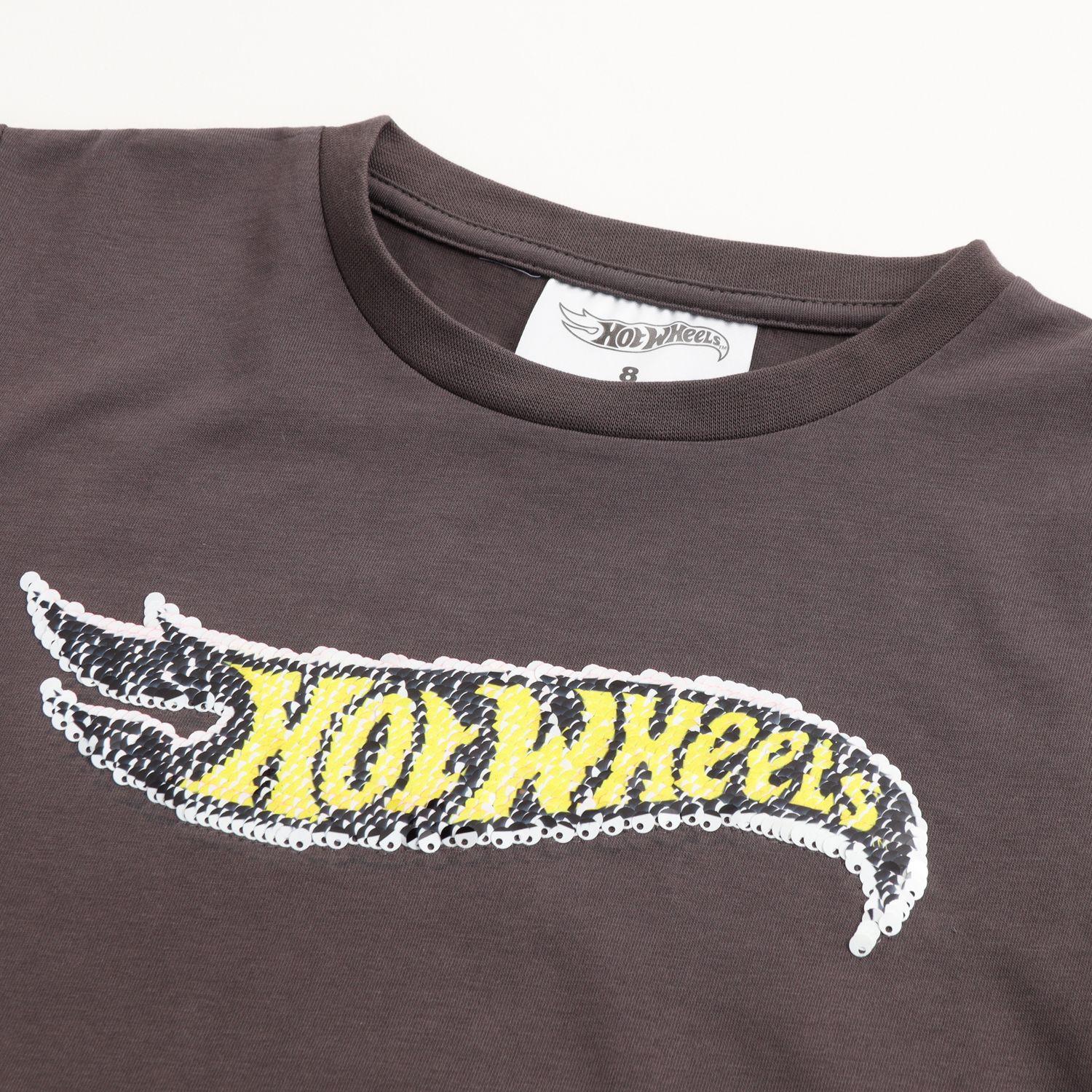 Polera Manga Corta Niño Lentejuelas Logo Gris Hot Wheels-3