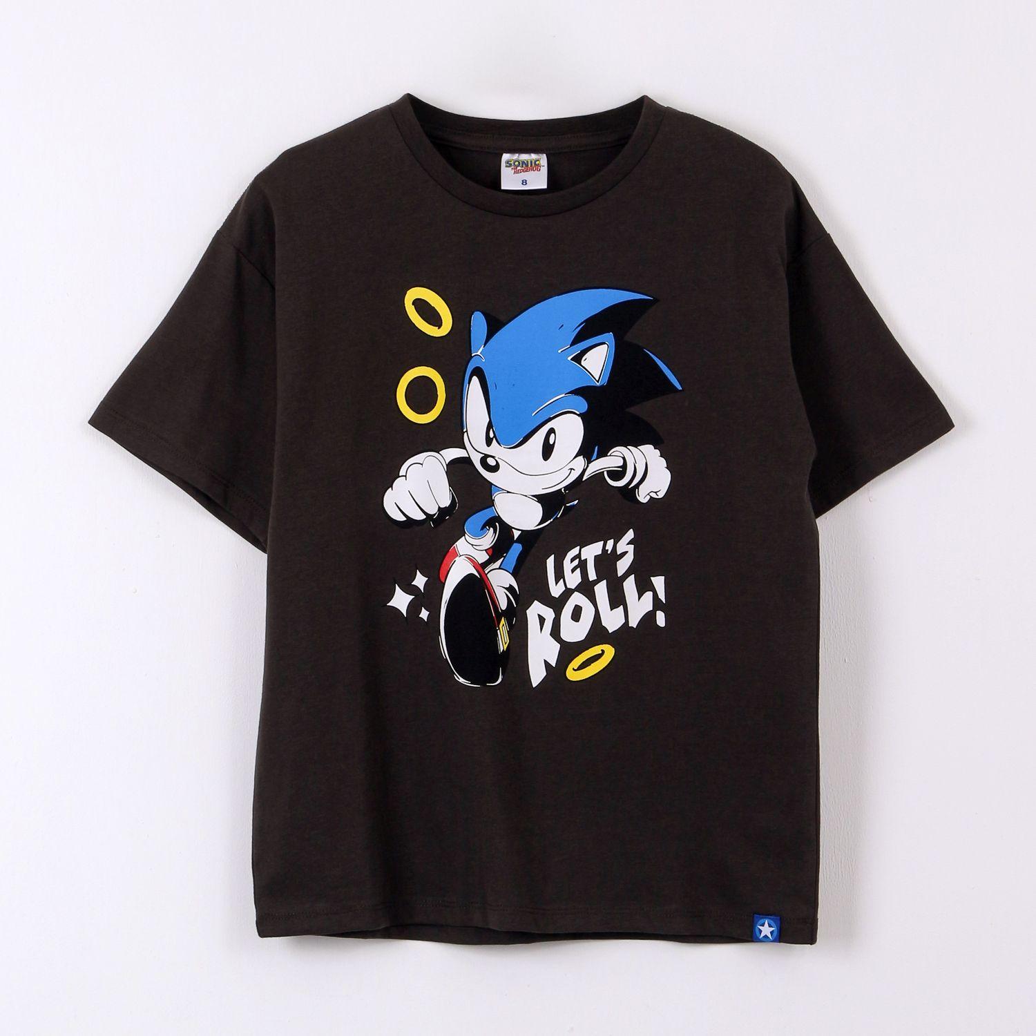 Polera Manga Corta Niño Sonic Gris Oscuro-0