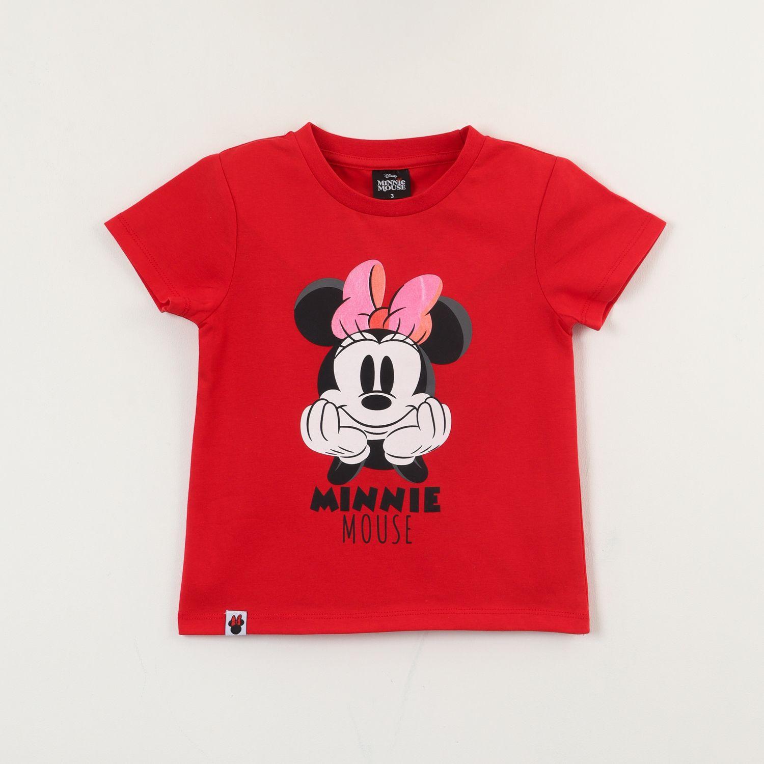 Polera Manga Corta Niña Rojo Minnie Mouse Face Disney-1