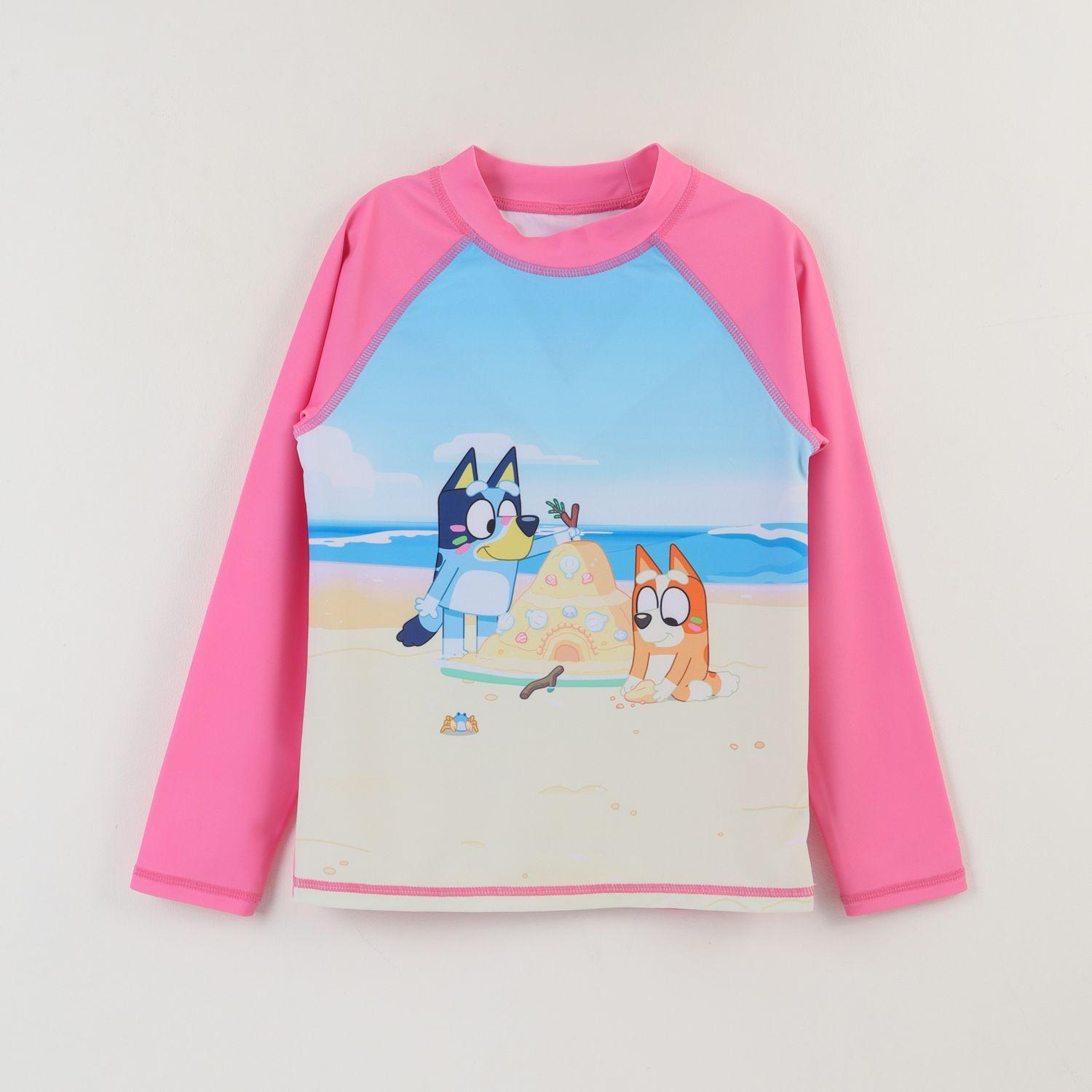 Polera UV Manga Larga Niña Rosa Playa Bingo & Bluey-0