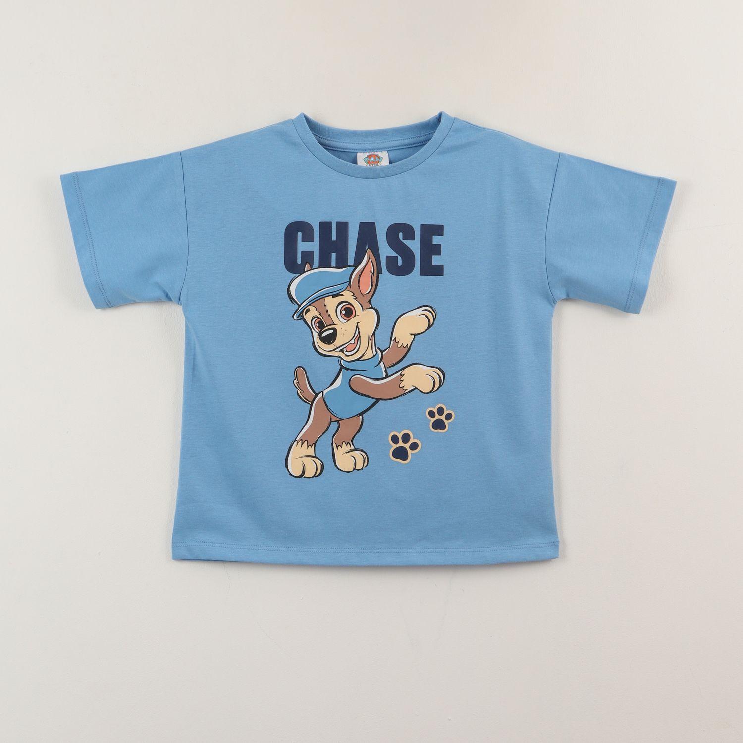 Polera Manga Corta Niño Azul Chase Jump Paw Patrol-0